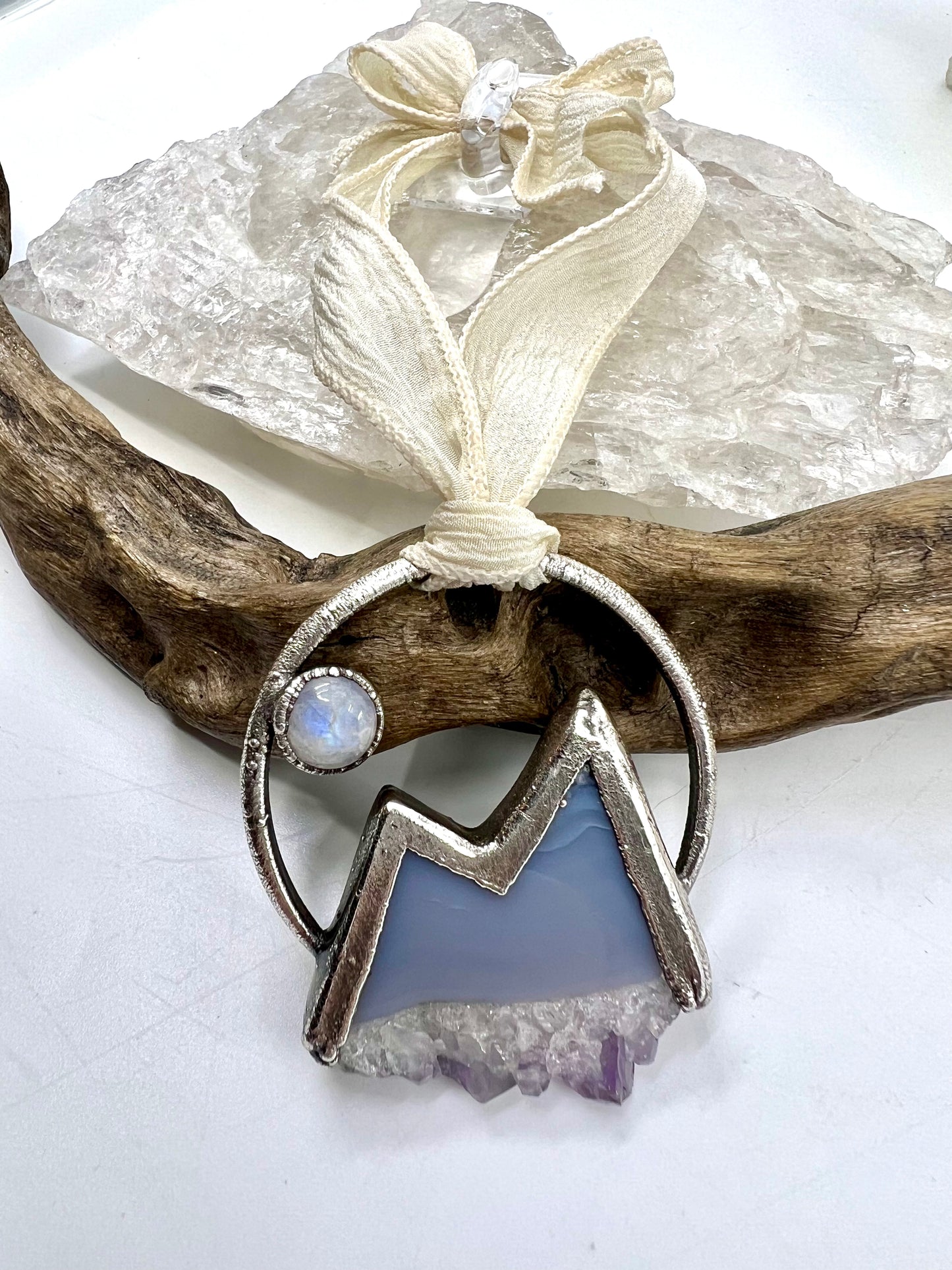 Mountains and the Moon Keepsake Ornament — Silver Electroformed