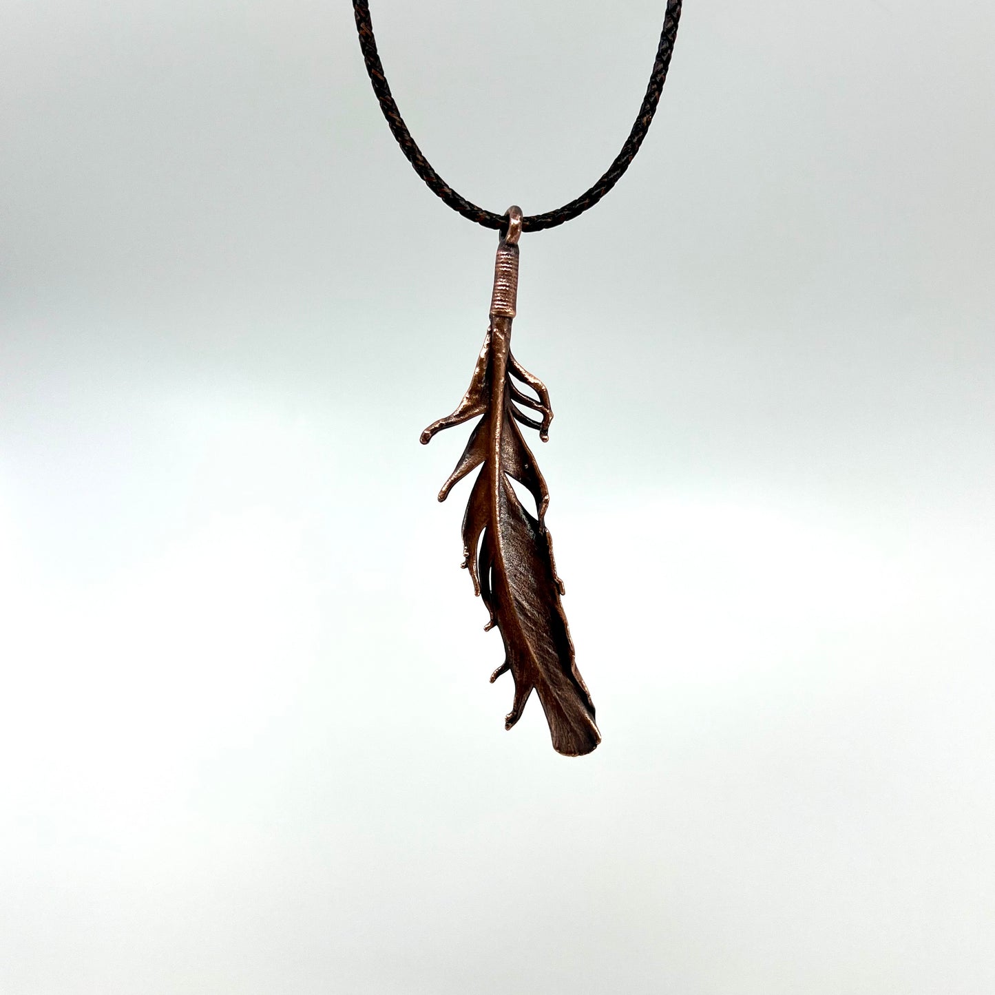 Real Feather Necklace, Large - Copper Electroformed
