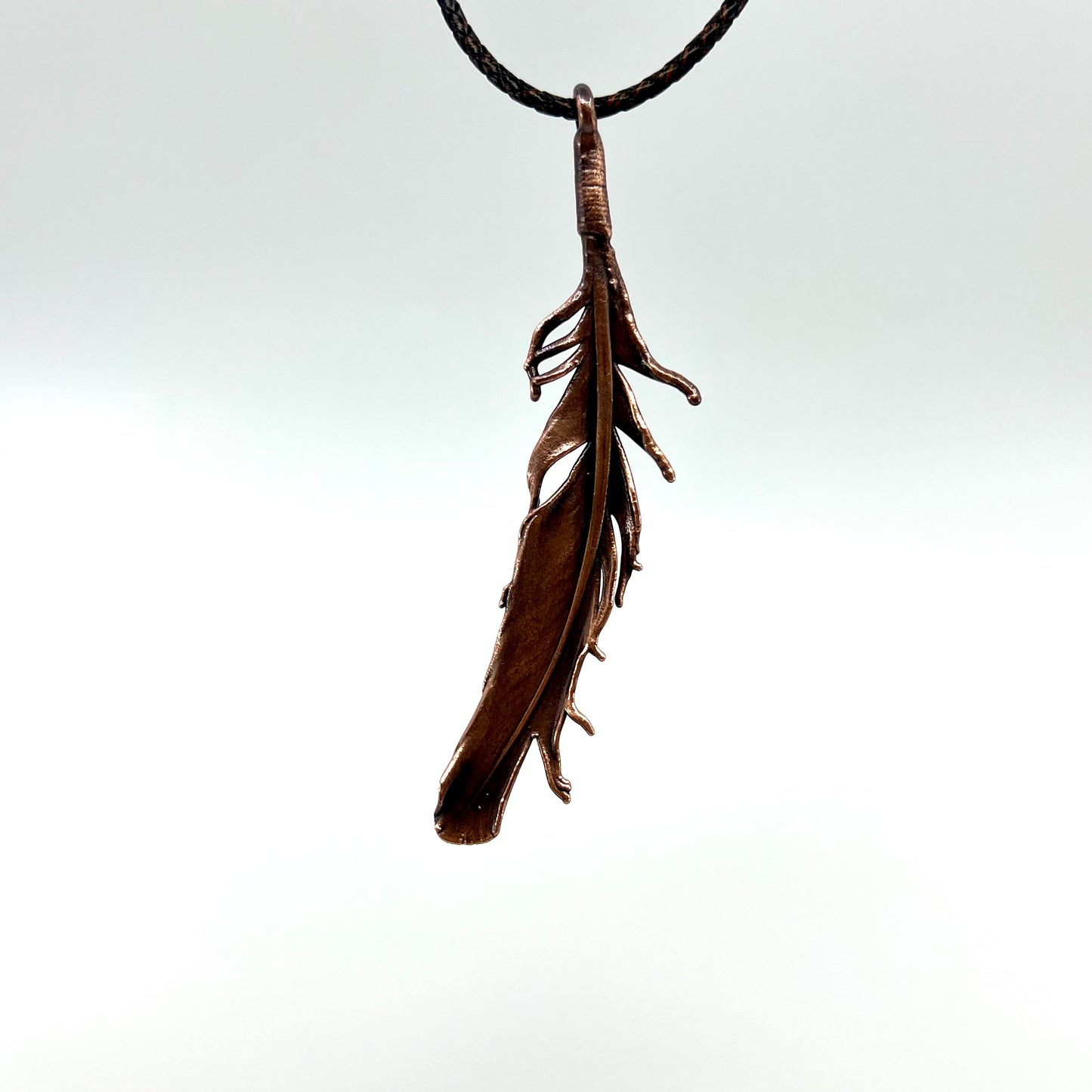 Real Feather Necklace, Large - Copper Electroformed