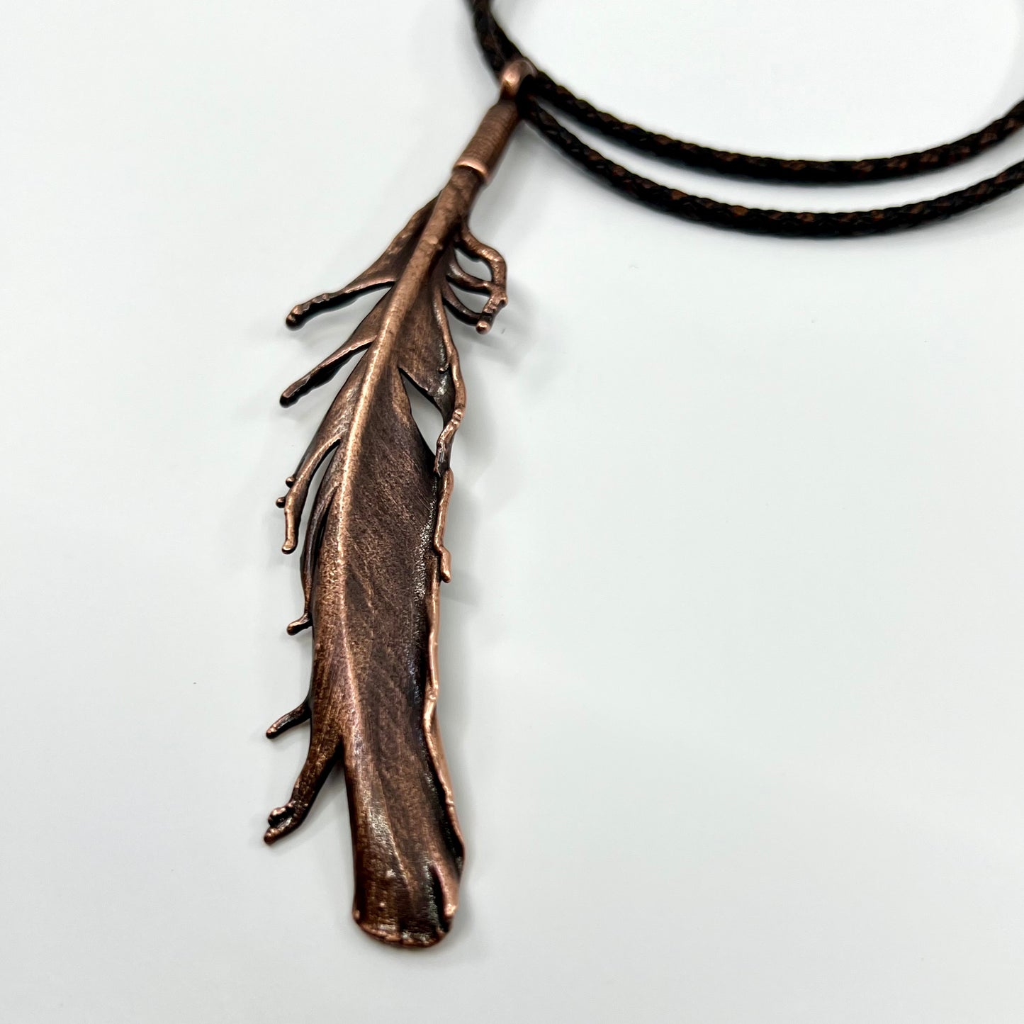 Real Feather Necklace, Large - Copper Electroformed