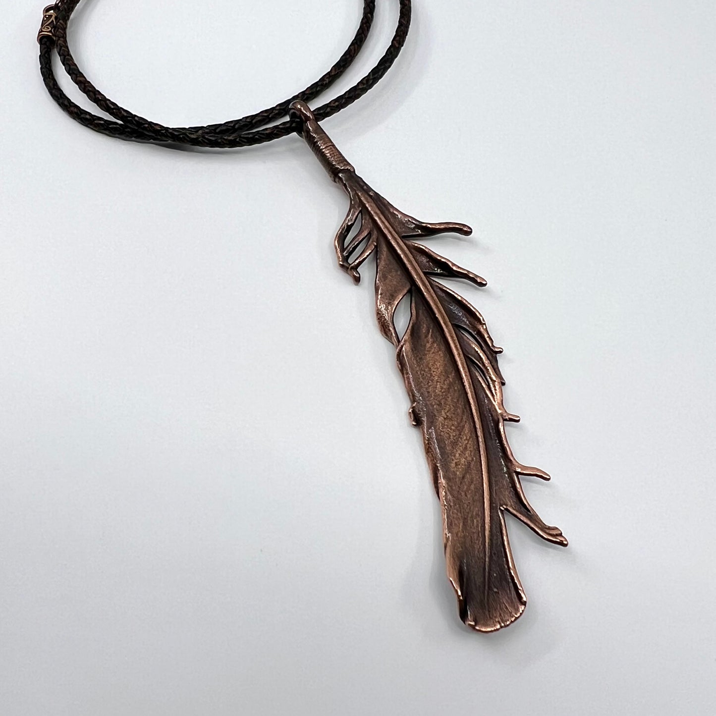 Real Feather Necklace, Large - Copper Electroformed