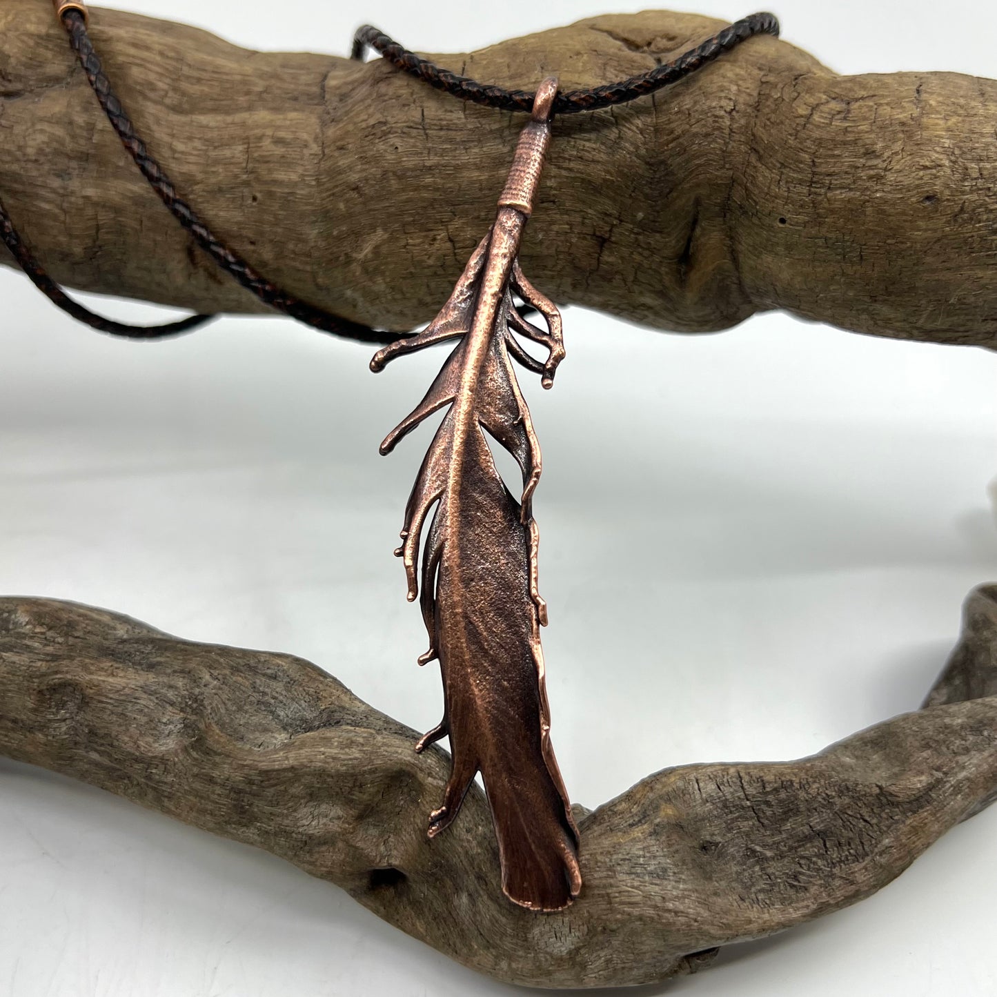 Real Feather Necklace, Large - Copper Electroformed