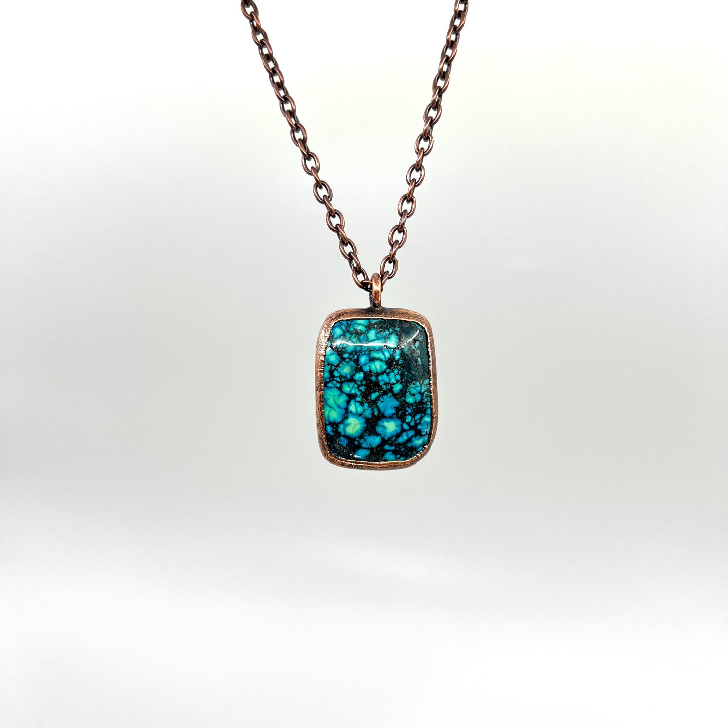 Faux Turquoise Necklace - Copper Electroformed