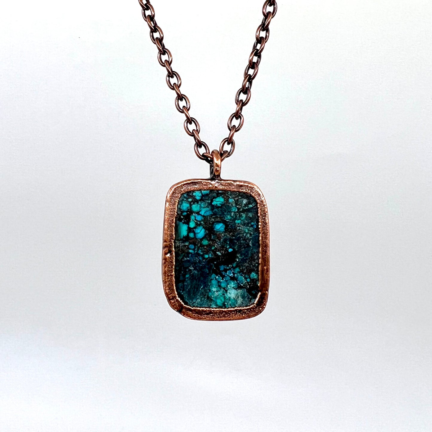 Faux Turquoise Necklace - Copper Electroformed