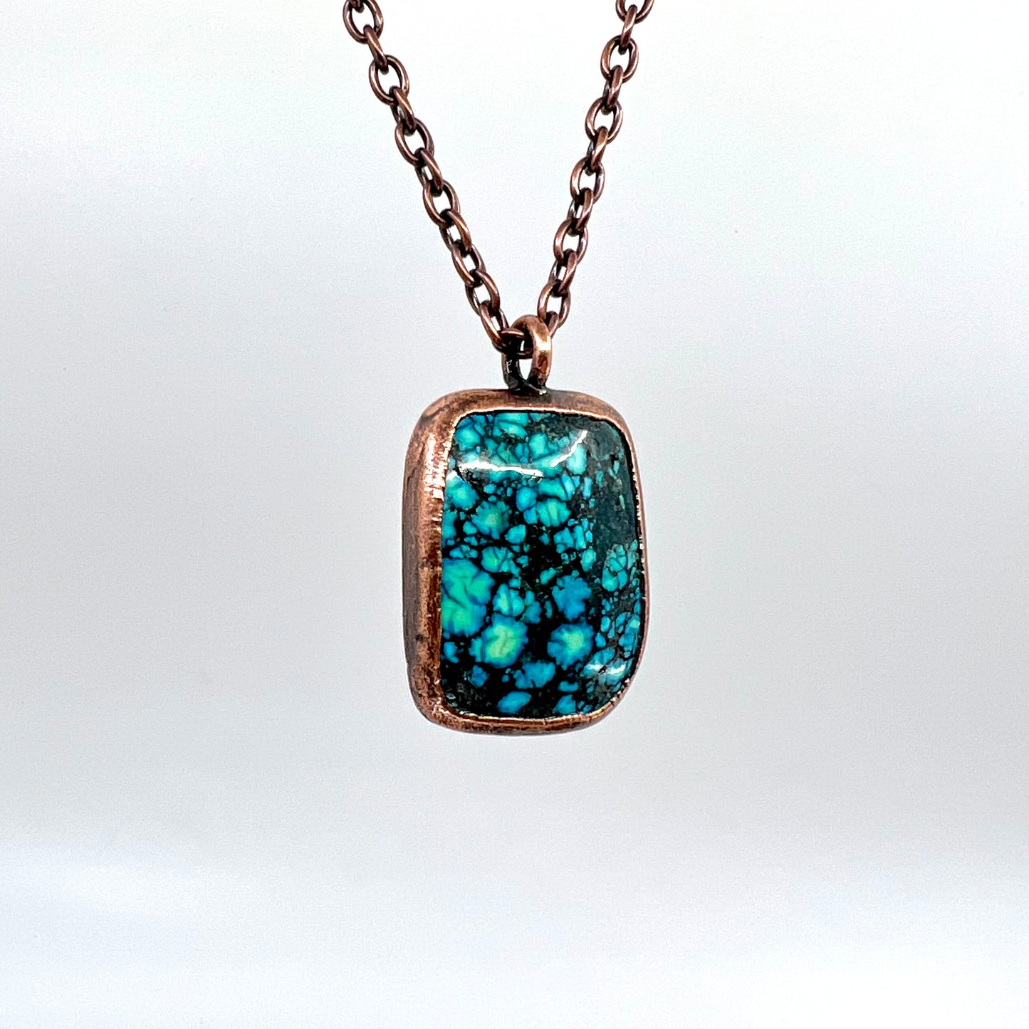 Faux Turquoise Necklace - Copper Electroformed