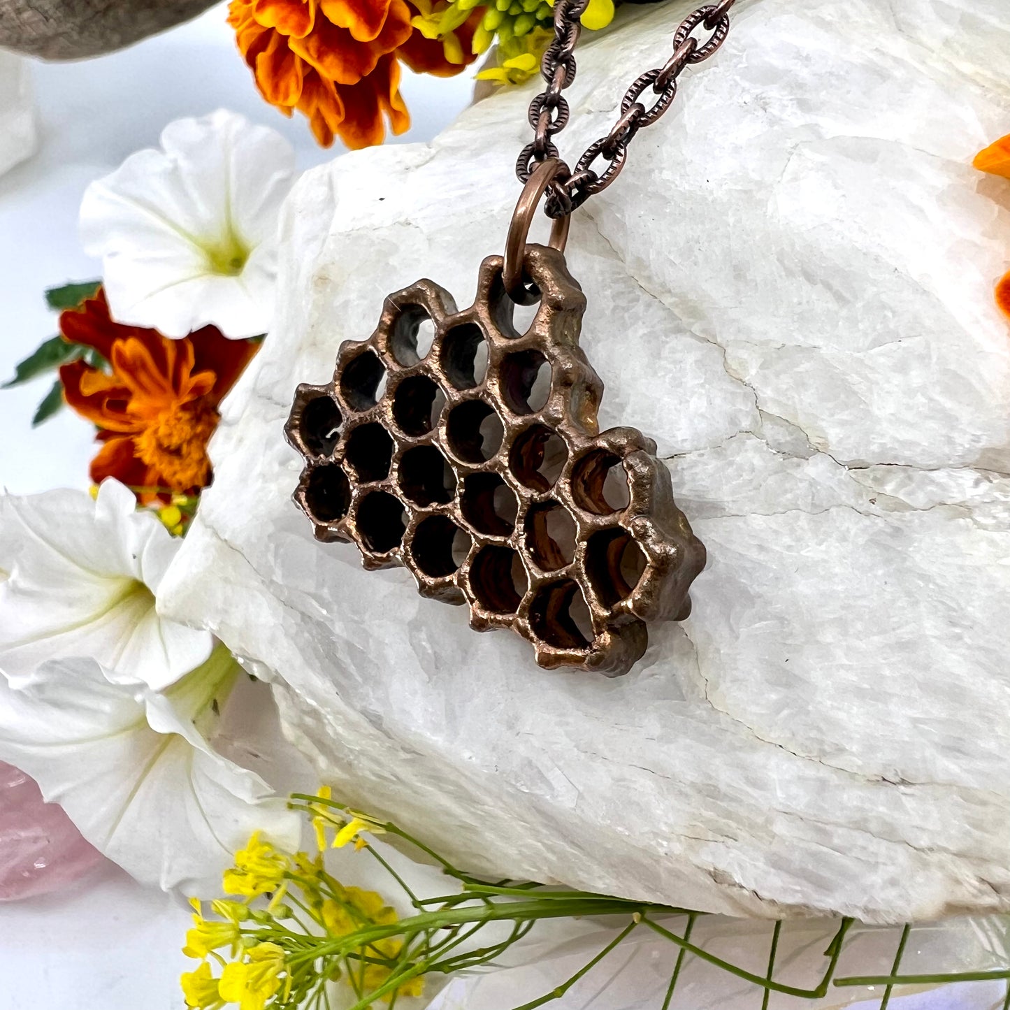 Real Honeycomb Necklace - Copper Electroformed