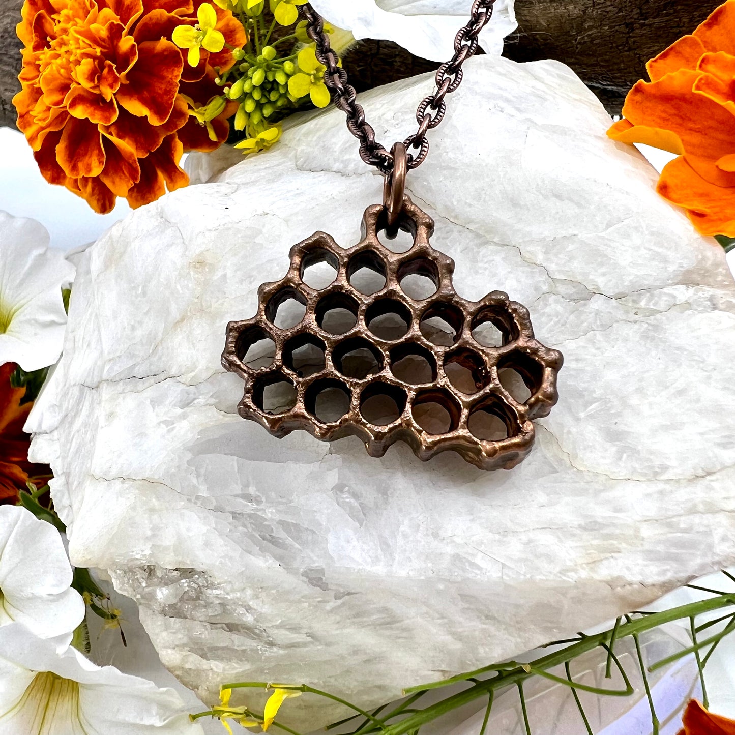 Real Honeycomb Necklace - Copper Electroformed