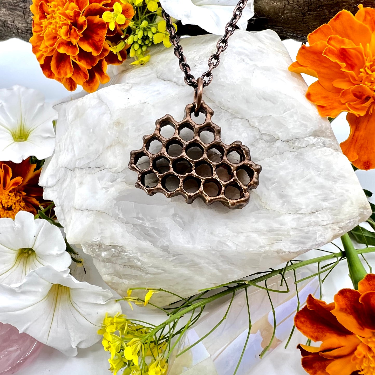 Real Honeycomb Necklace - Copper Electroformed