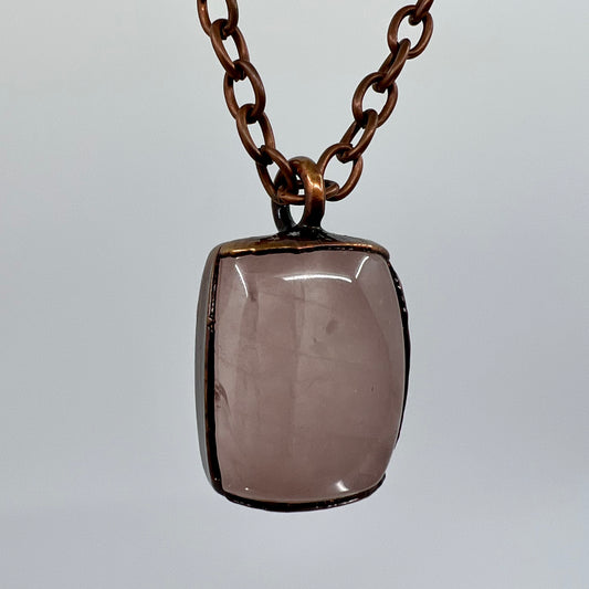 Rose Quartz Necklace - Copper Electroformed