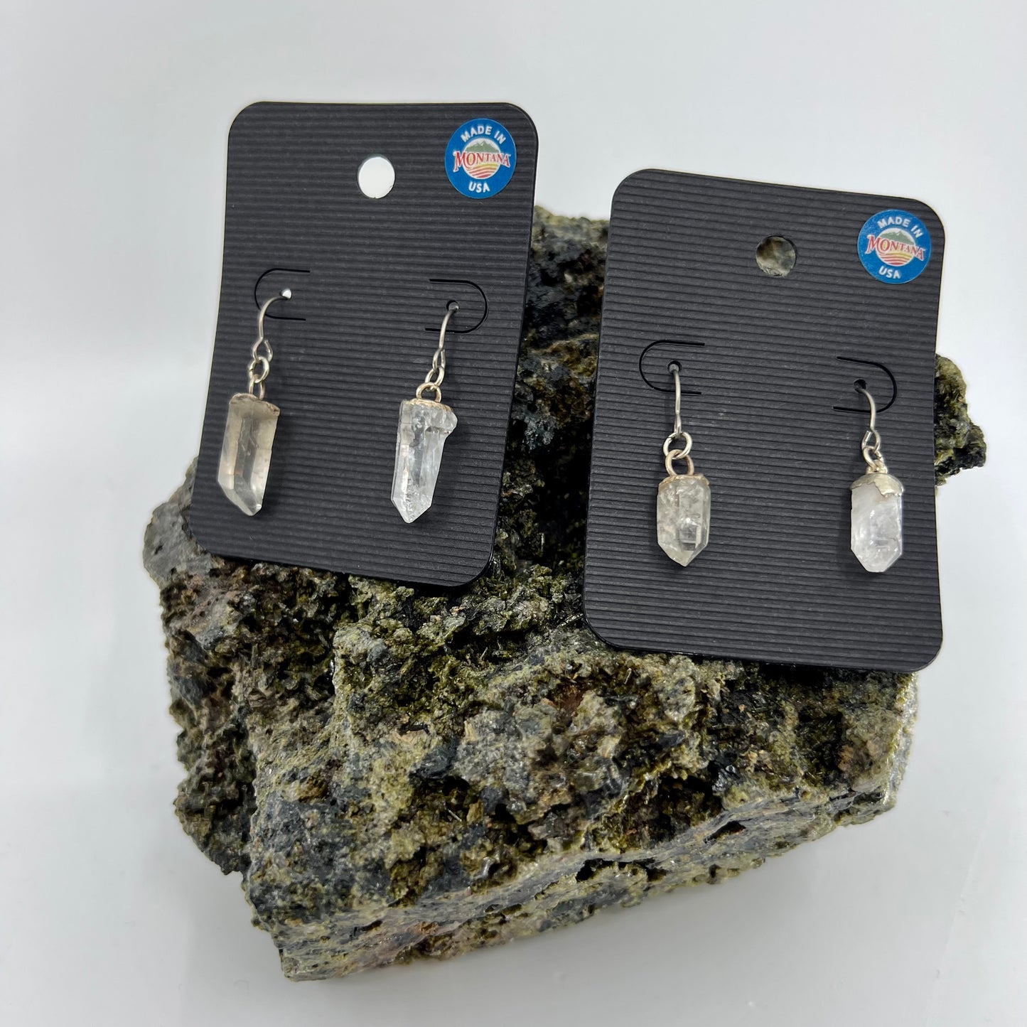 Montana Quartz Drop Earrings, Silver Electroformed