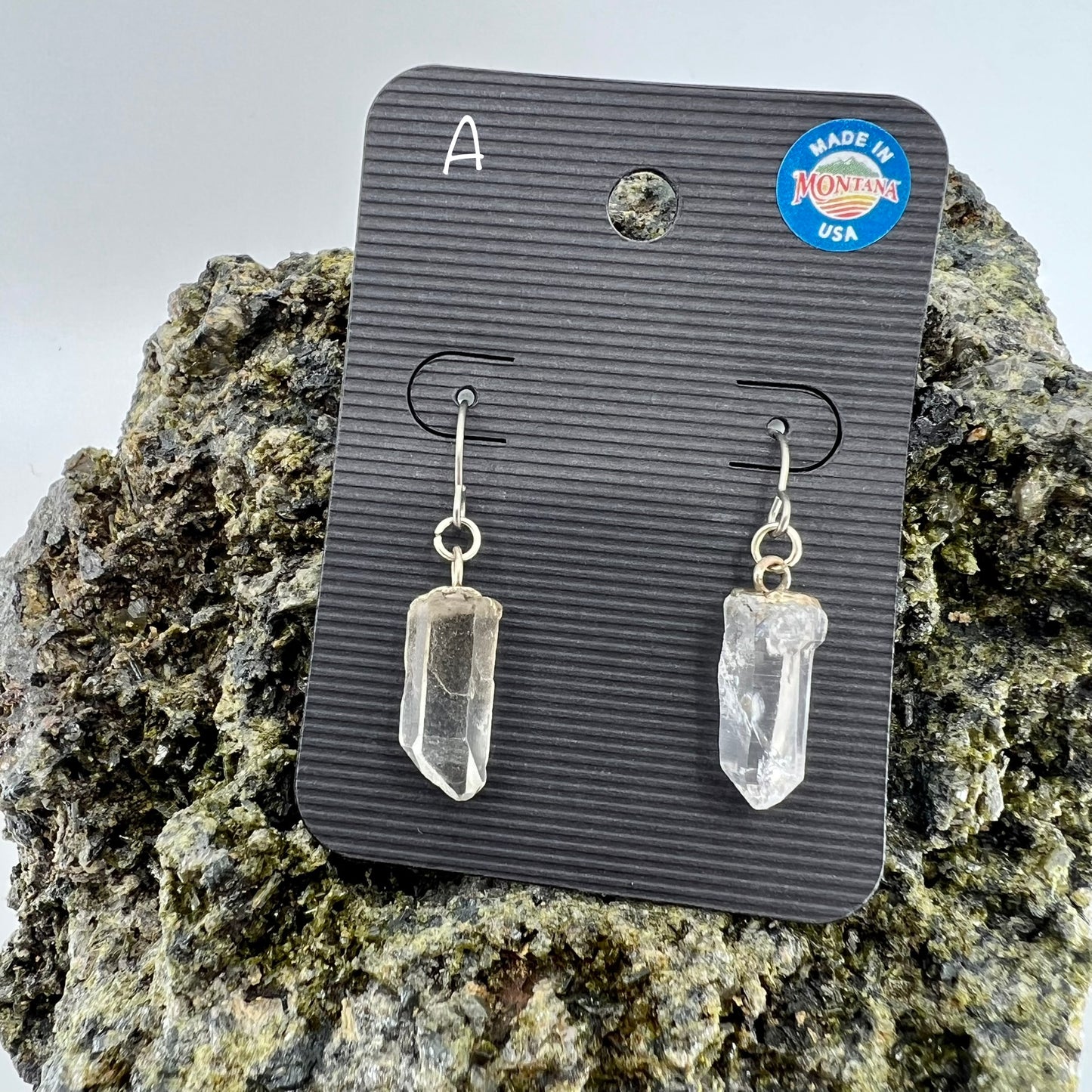 Montana Quartz Drop Earrings, Silver Electroformed