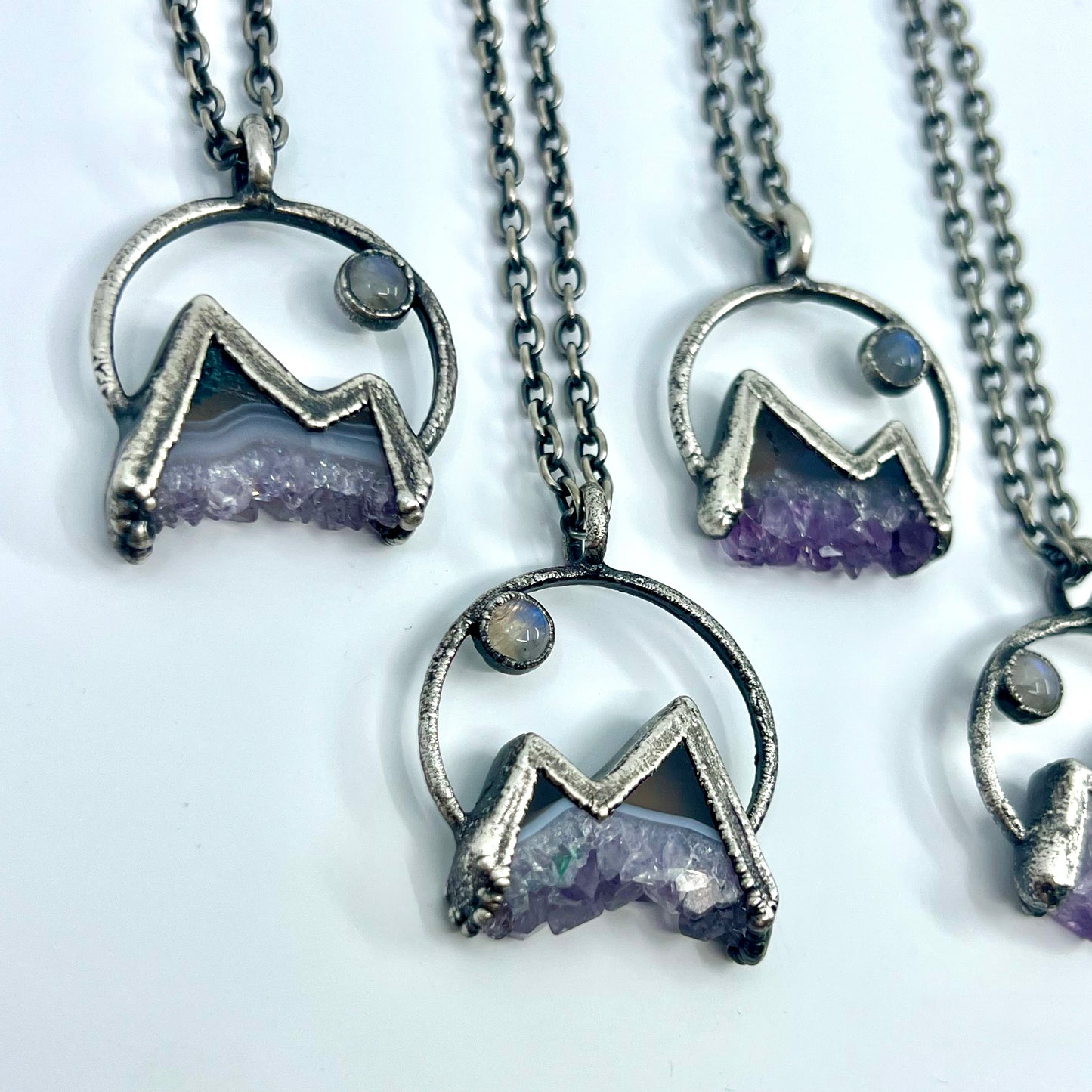 Mountains and the Moon *Silver Edition* Electroformed Necklace