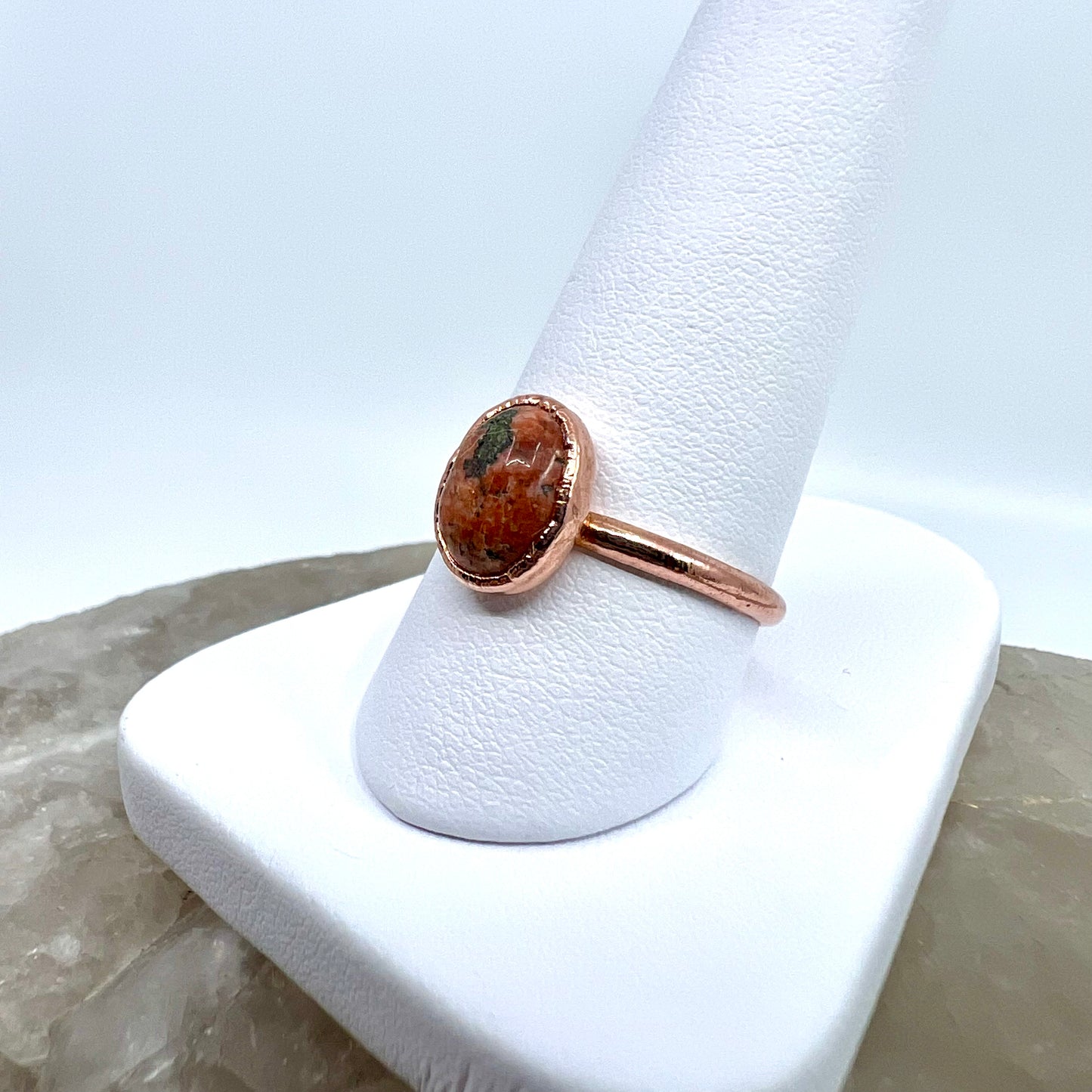 Size 8.5 Unakite Ring - Copper Electroformed