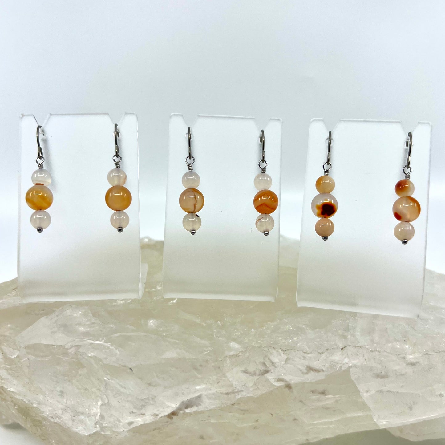 Montana Red Agate Drop Earrings, Smooth Finish