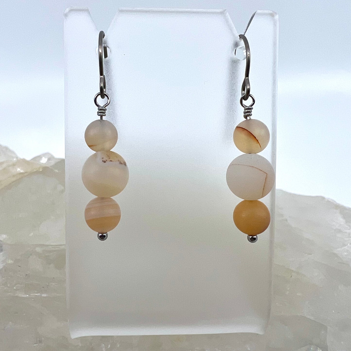 Montana Agate Drop Earrings, Matte Finish