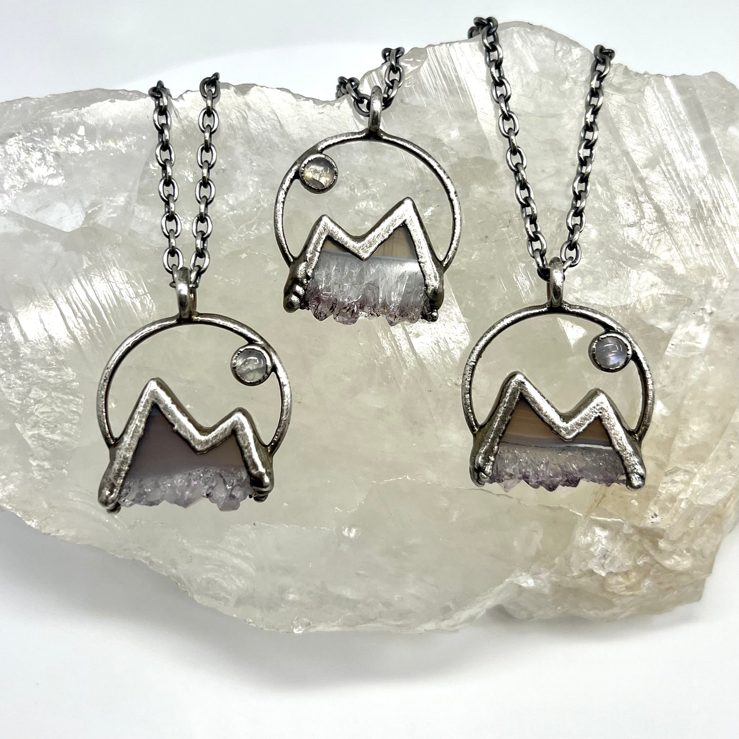 Mountains and the Moon *Silver Edition* Electroformed Necklace