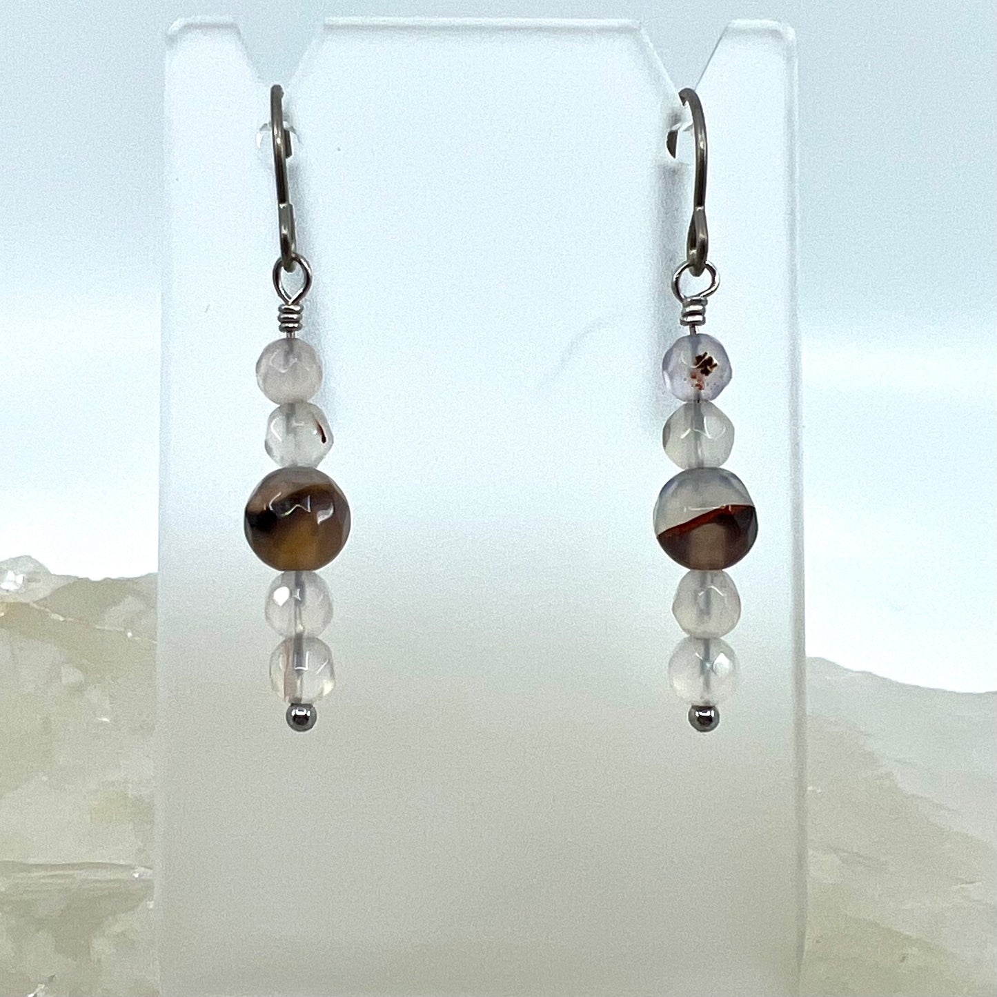 Montana Agate Drop Earrings, Faceted