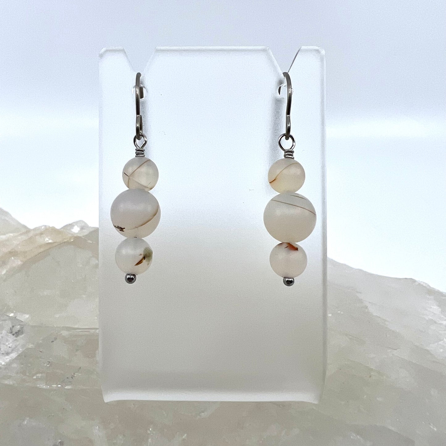 Montana Agate Drop Earrings, Matte Finish