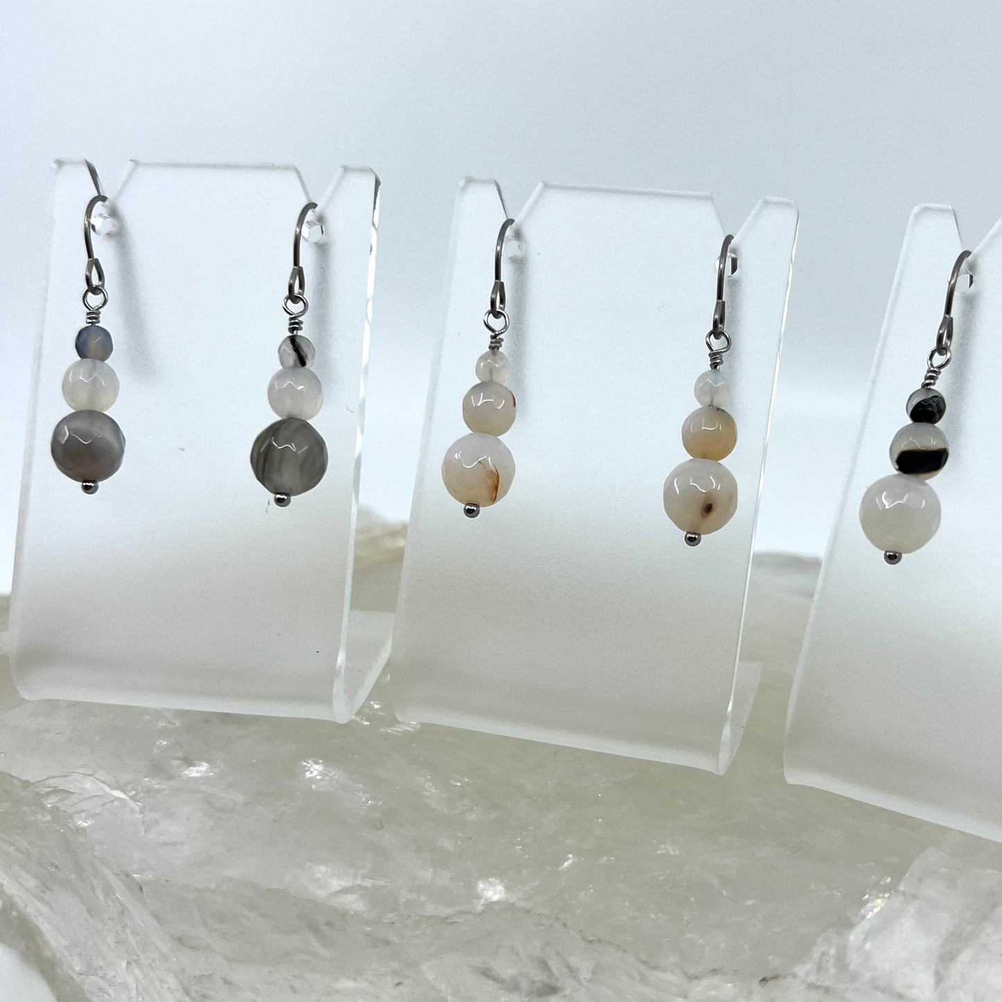 Montana Agate Drop Earrings, Faceted