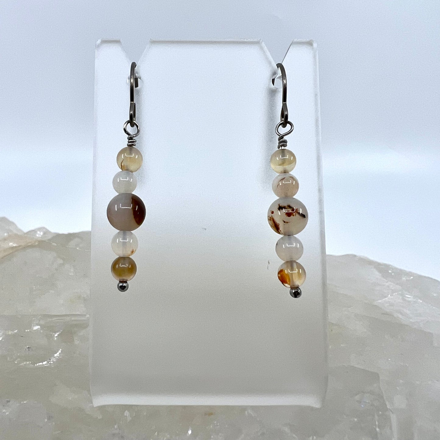 Montana Agate Drop Earrings, Smooth Finish