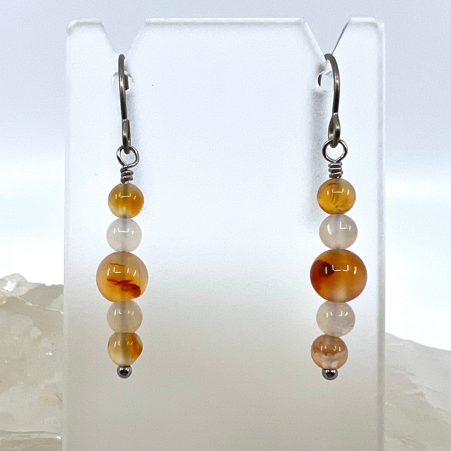 Montana Red Agate Drop Earrings, Smooth Finish