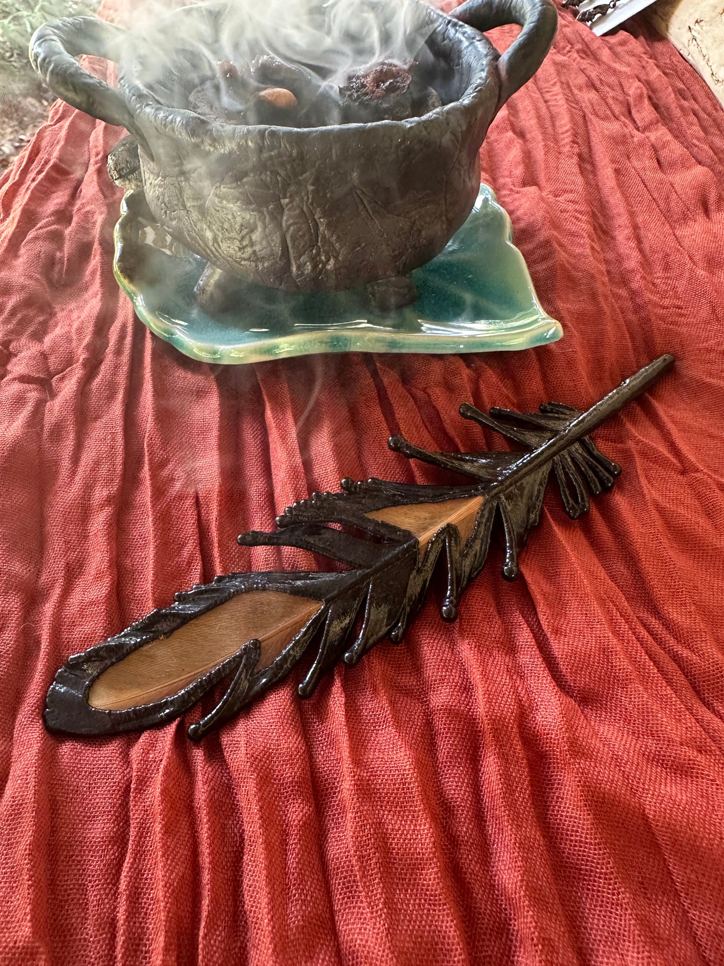 Peekaboo Feather - Copper Electroformed - Ornamental Keepsake, Ritual Altar Decor