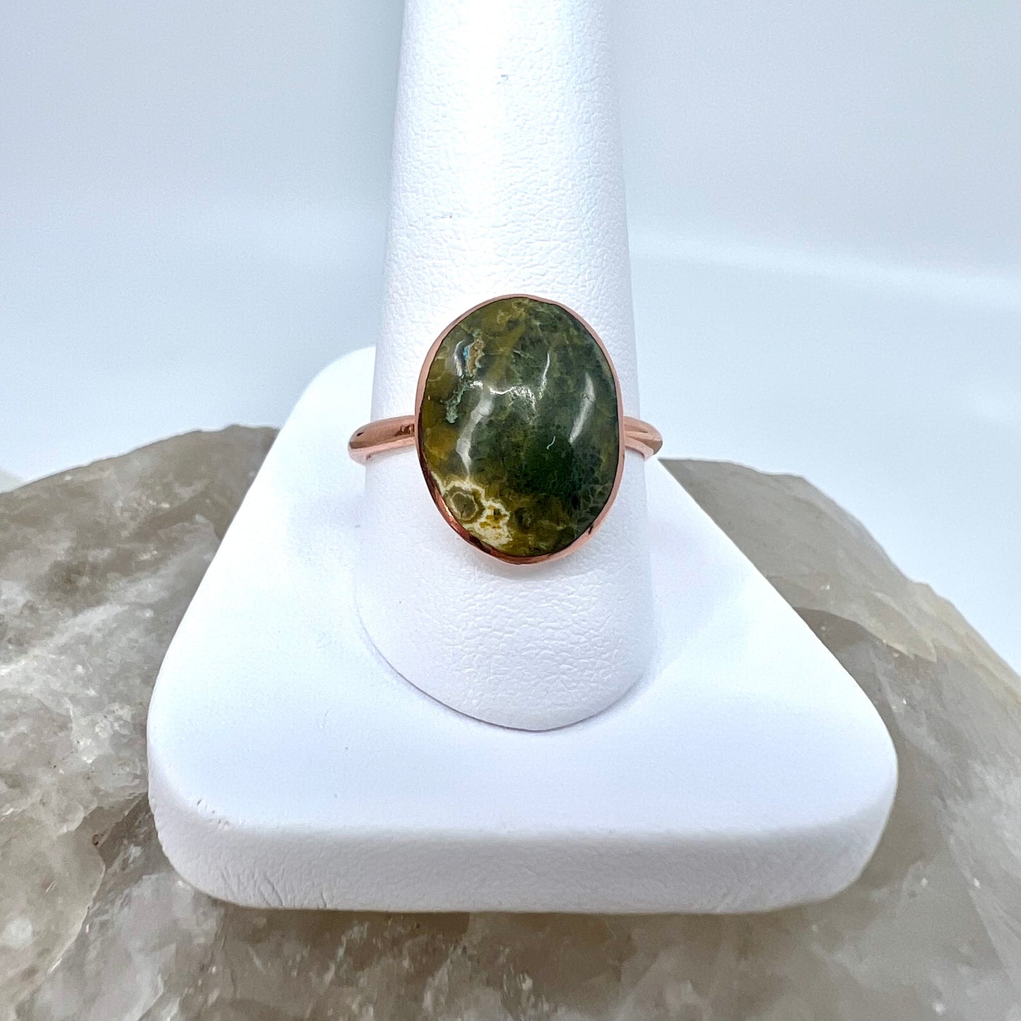 Size 8.5 Japser Ring - Copper Electroformed