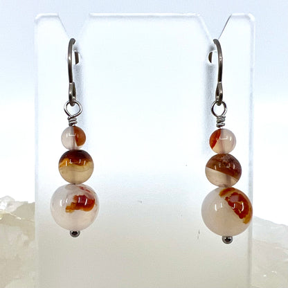 Montana Red Agate Drop Earrings, Smooth Finish