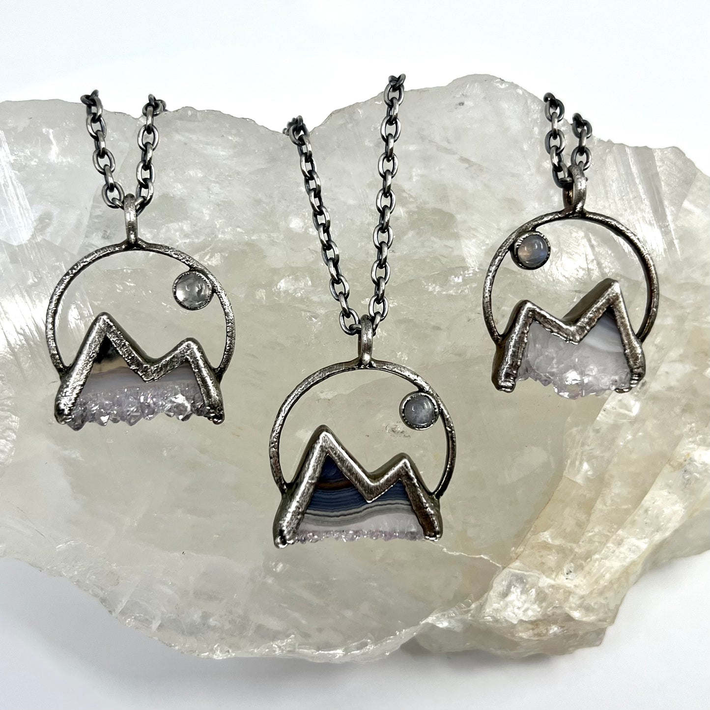 Mountains and the Moon *Silver Edition* Electroformed Necklace