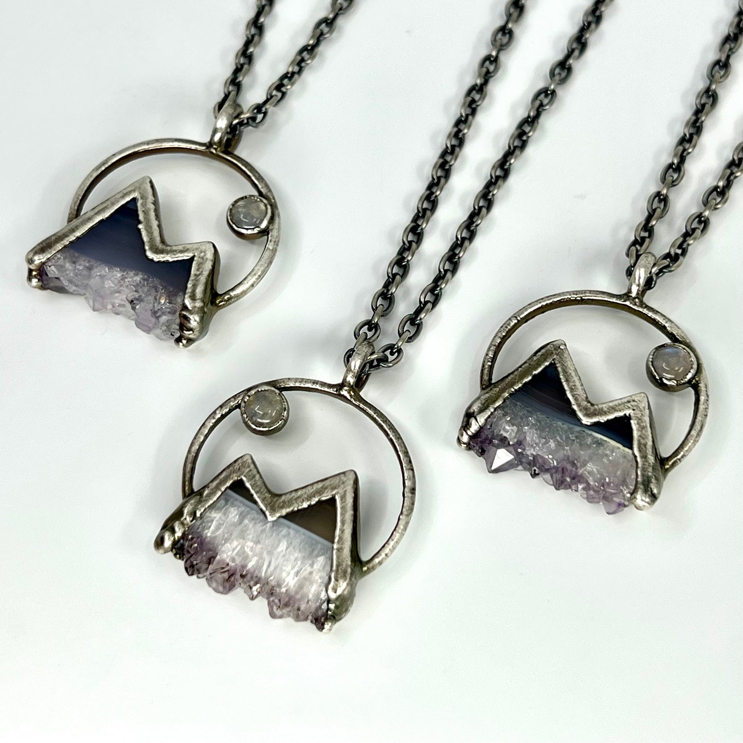 Mountains and the Moon *Silver Edition* Electroformed Necklace
