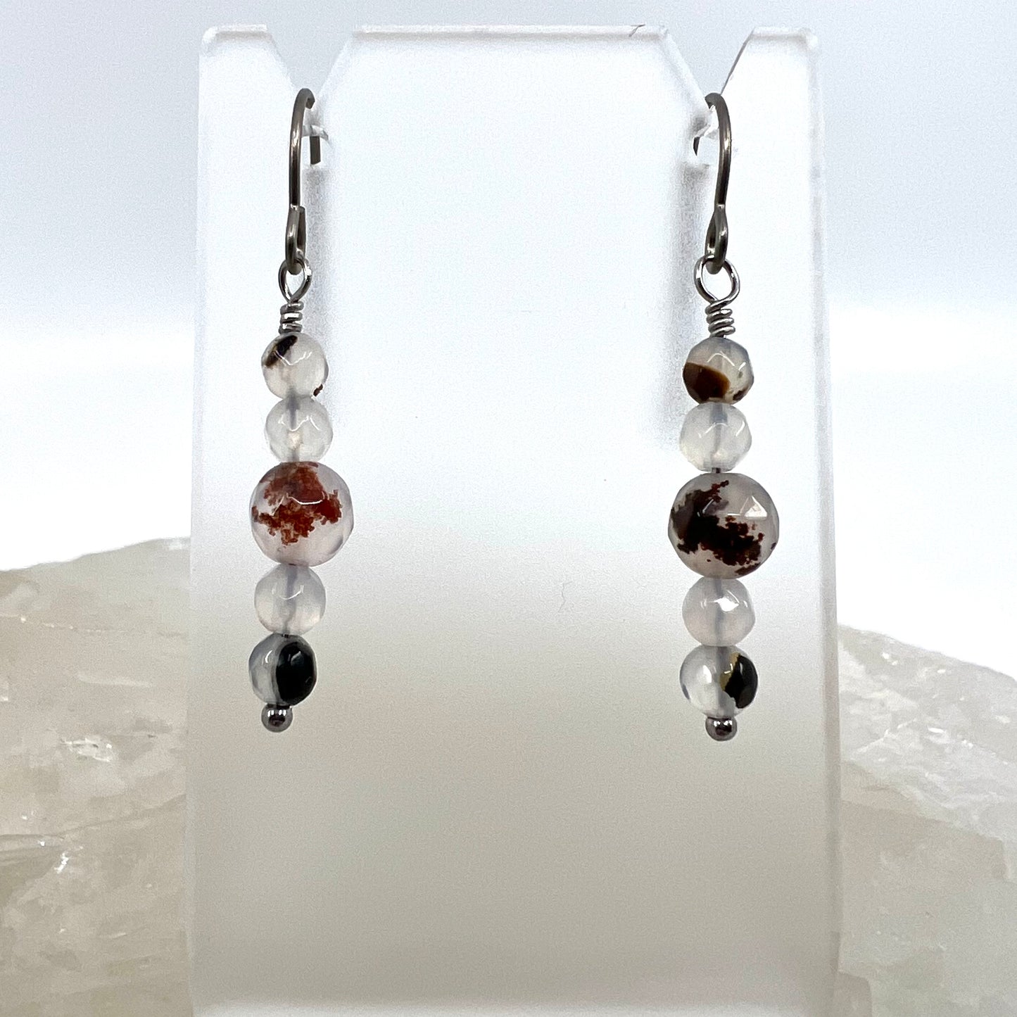 Montana Agate Drop Earrings, Faceted