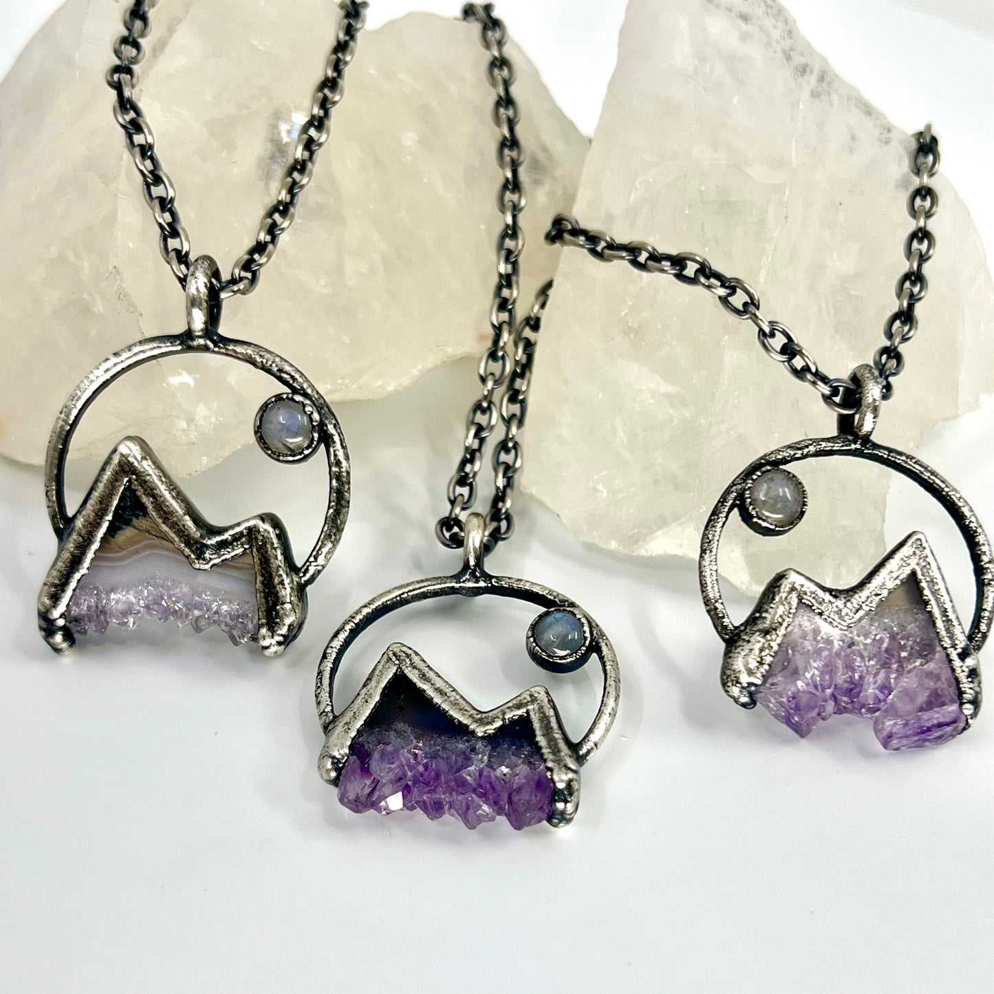 Mountains and the Moon *Silver Edition* Electroformed Necklace
