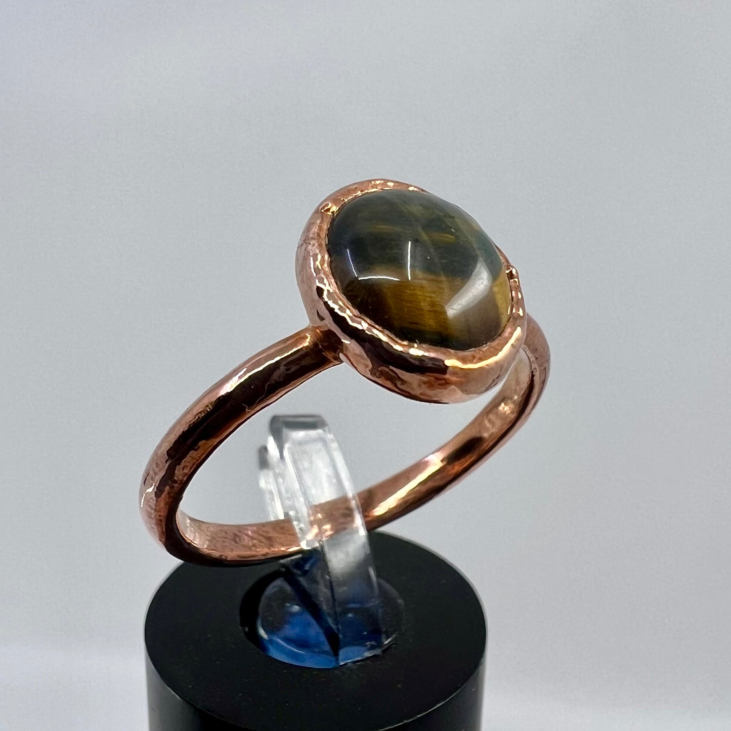 Size 9.25 Tiger’s Eye Ring - Copper Electroformed