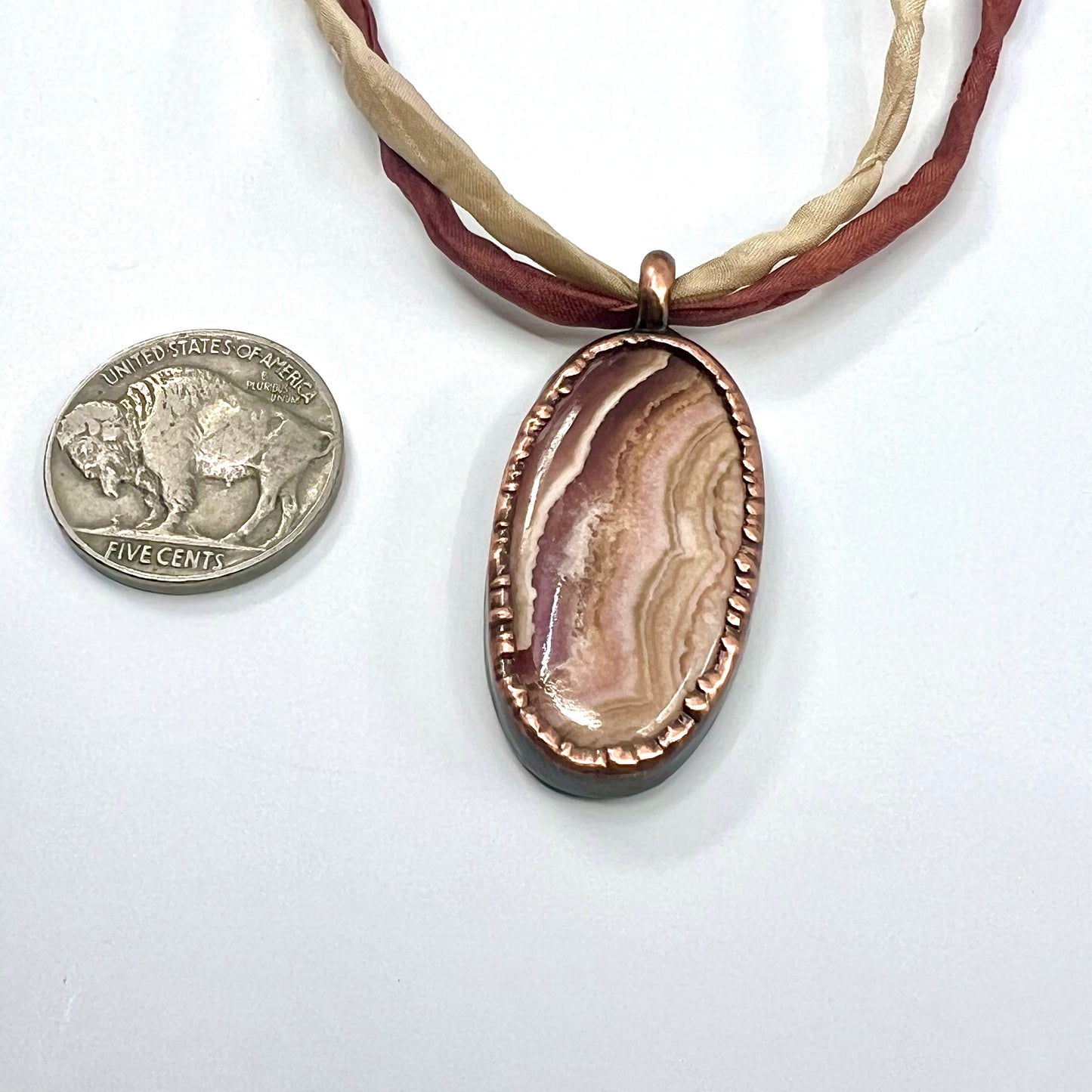 Rhodochrosite Necklace - Copper Electroformed