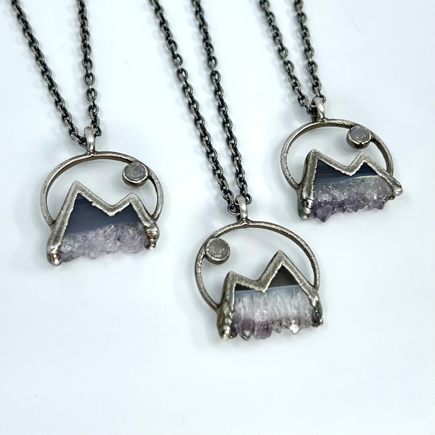Mountains and the Moon *Silver Edition* Electroformed Necklace
