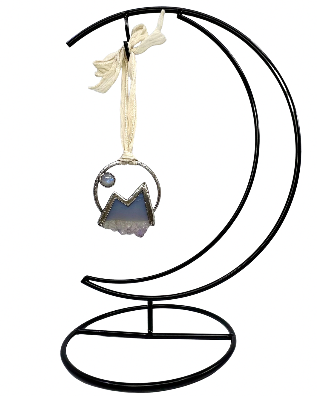 Mountains and the Moon Keepsake Ornament — Silver Electroformed