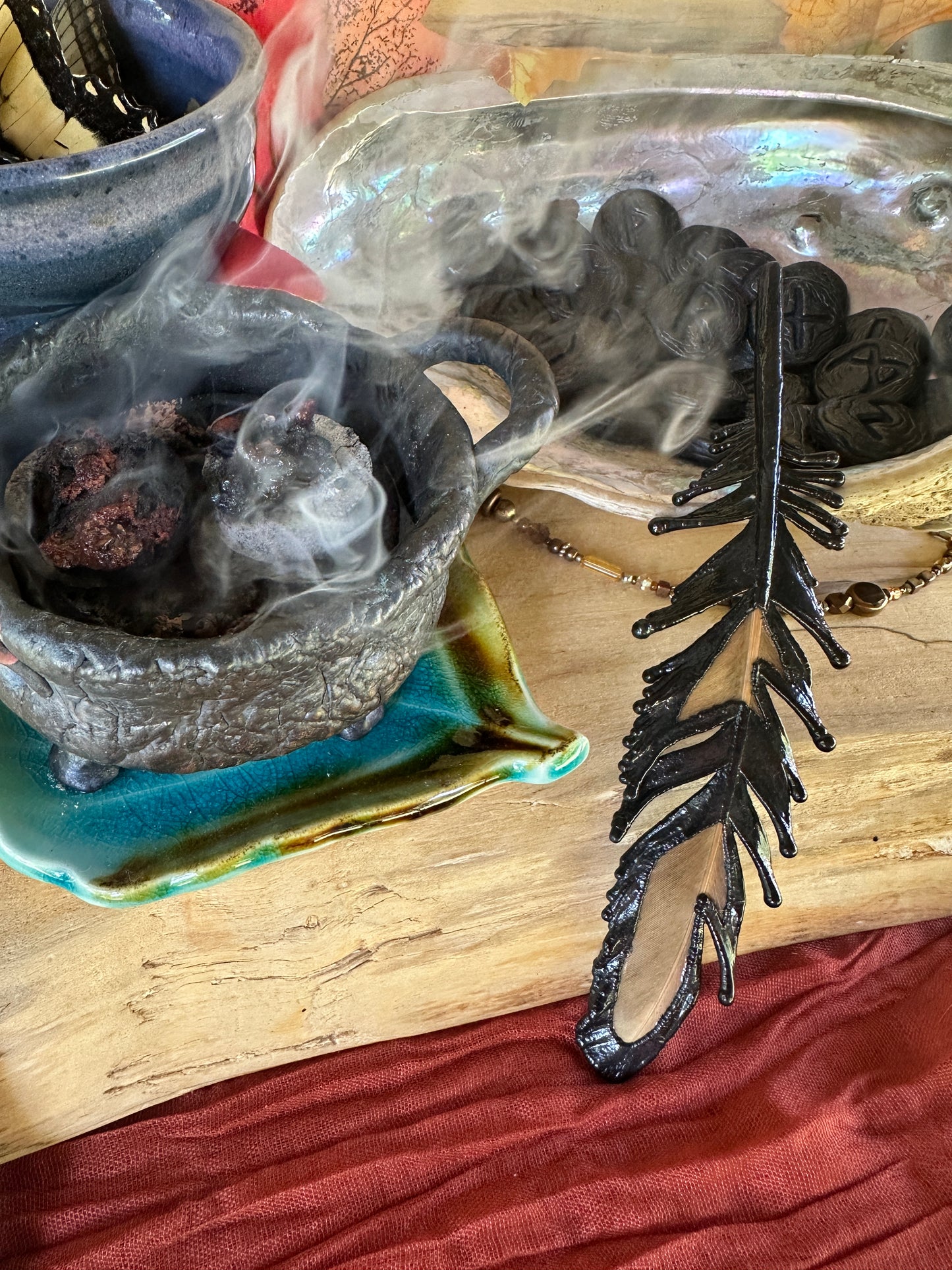 Peekaboo Feather - Copper Electroformed - Ornamental Keepsake, Ritual Altar Decor
