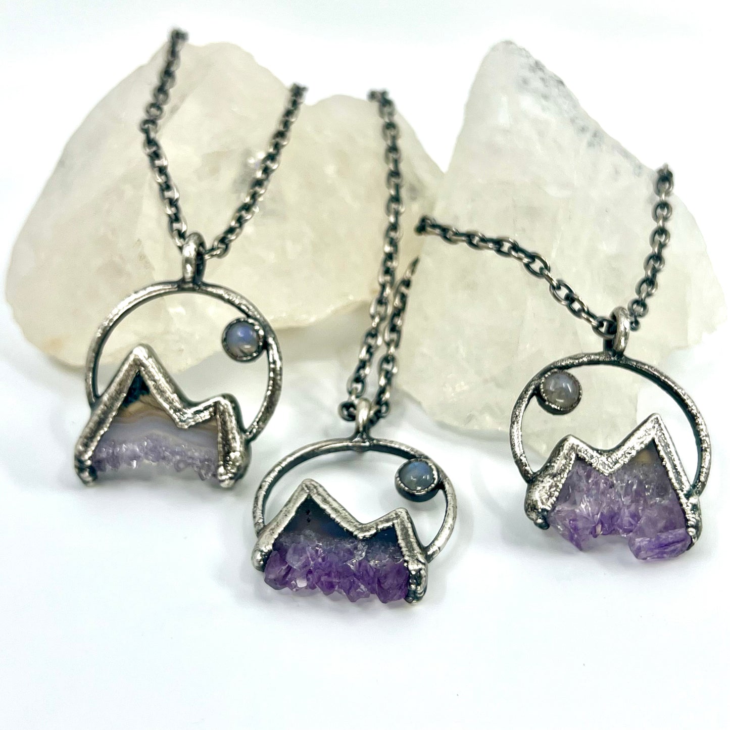 Mountains and the Moon *Silver Edition* Electroformed Necklace