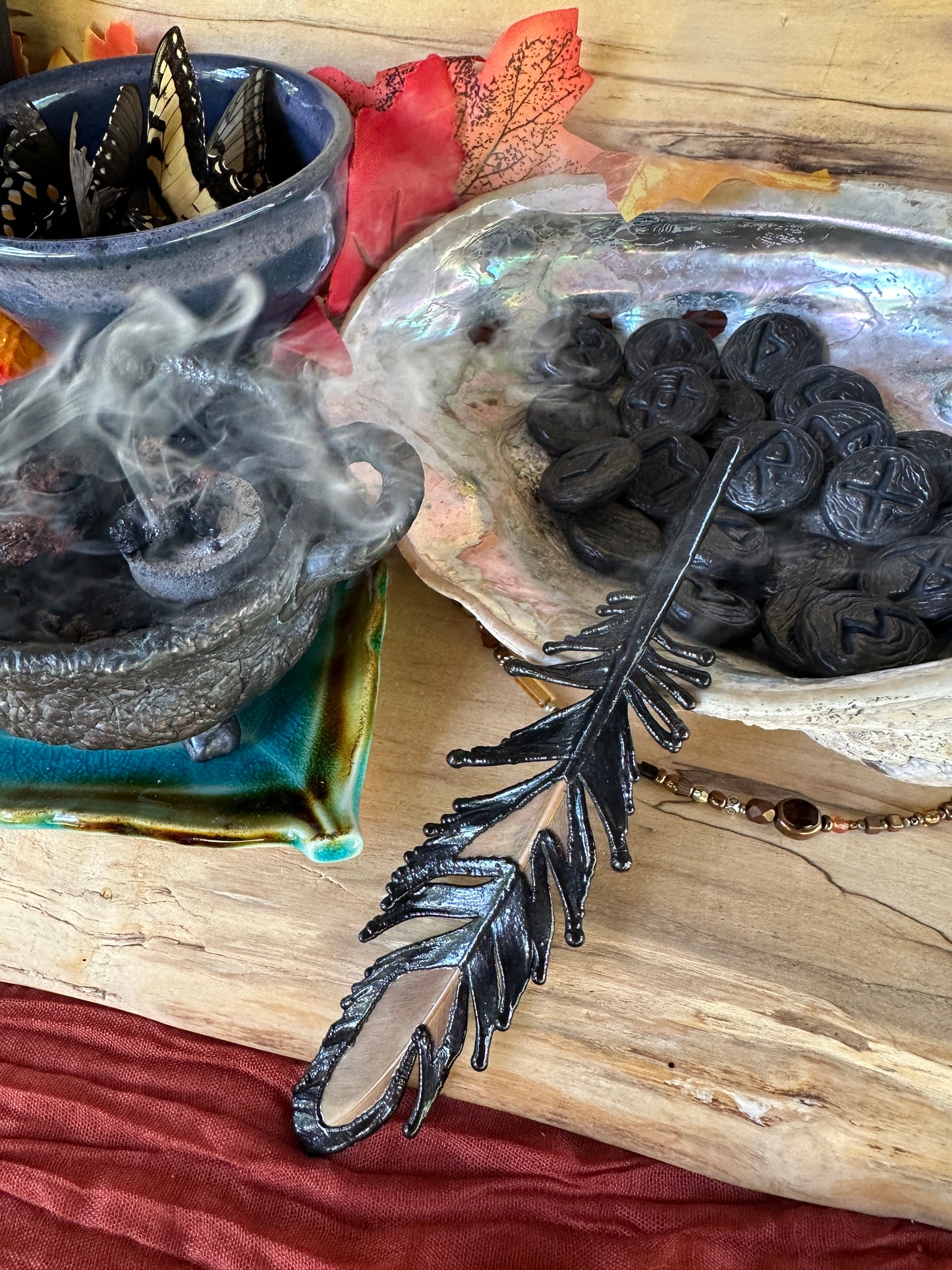 Peekaboo Feather - Copper Electroformed - Ornamental Keepsake, Ritual Altar Decor