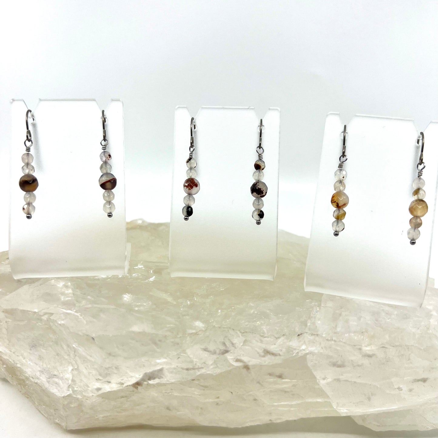 Montana Agate Drop Earrings, Faceted