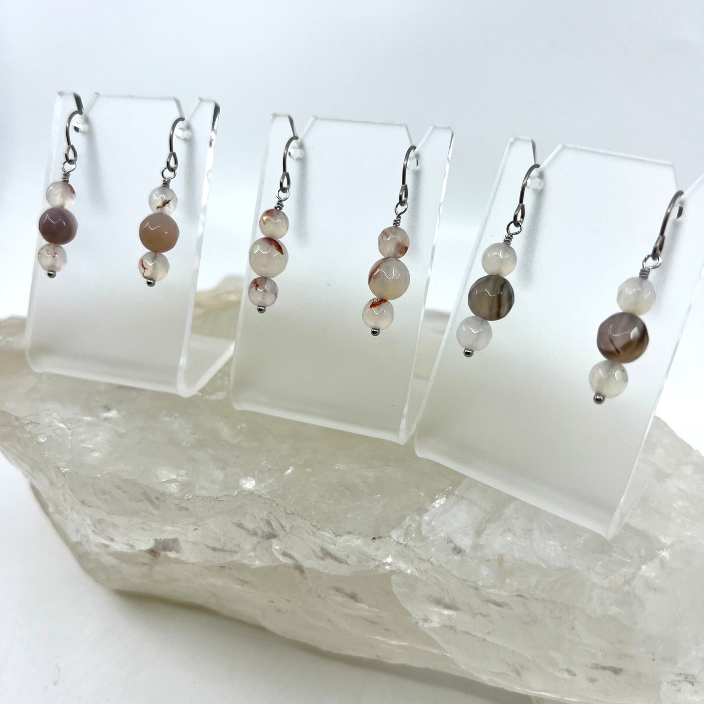 Montana Agate Drop Earrings, Faceted