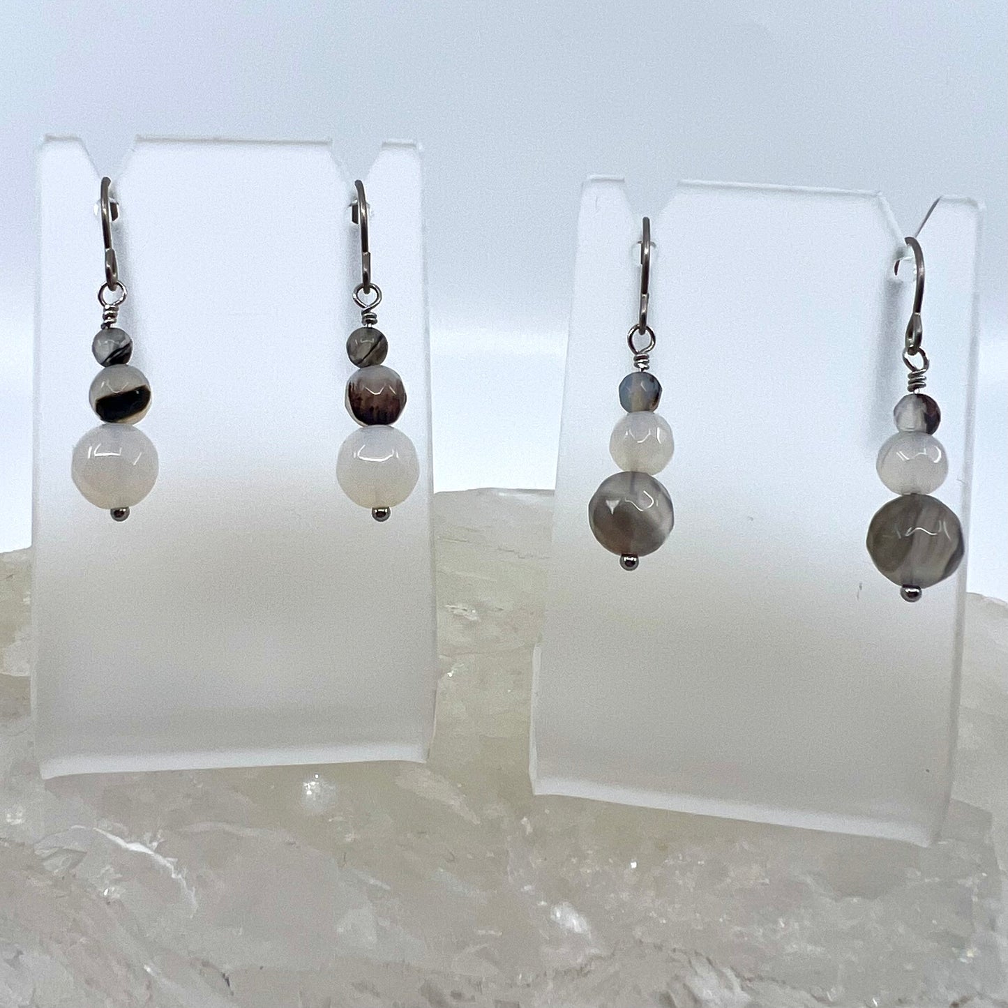 Montana Agate Drop Earrings, Faceted