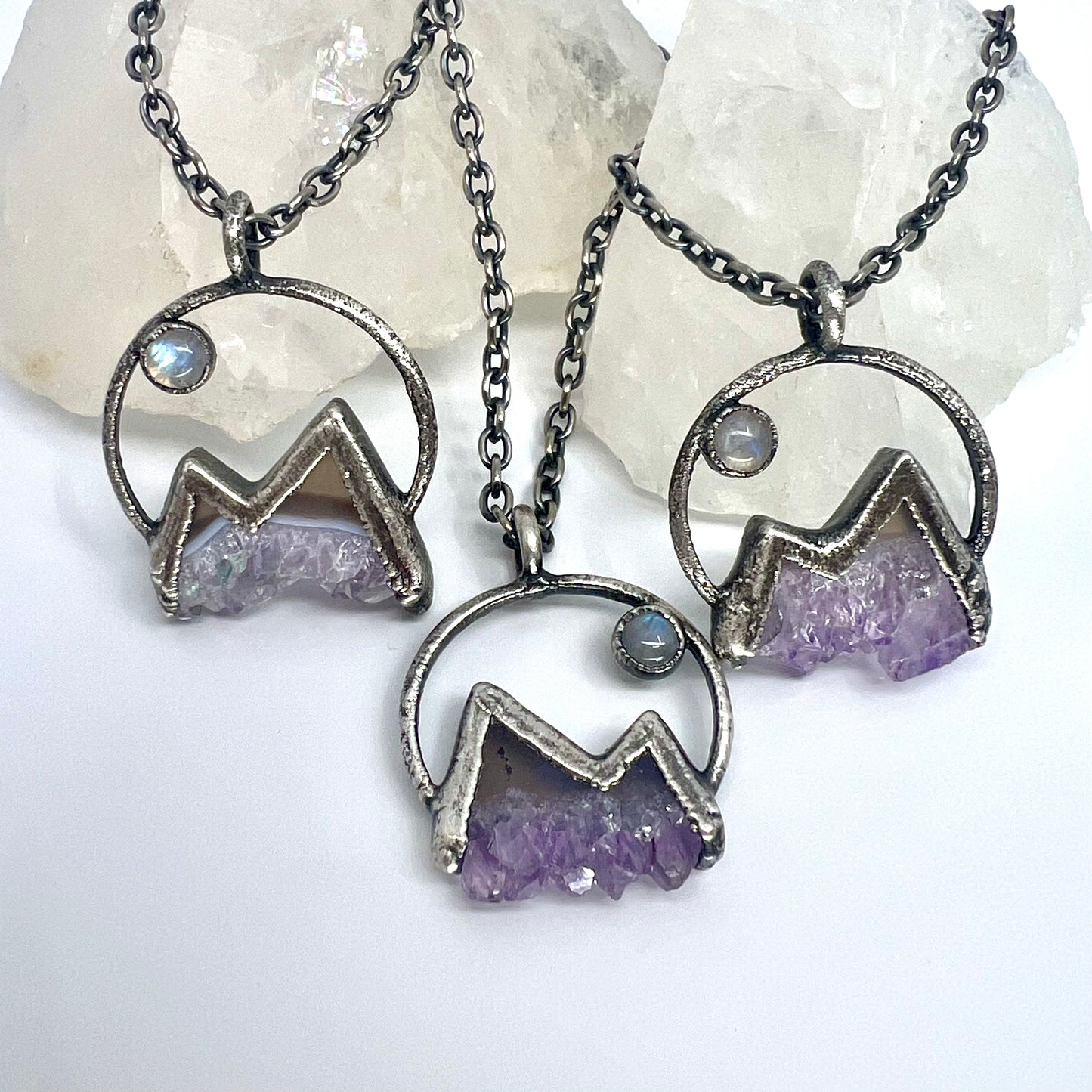 Mountains and the Moon *Silver Edition* Electroformed Necklace