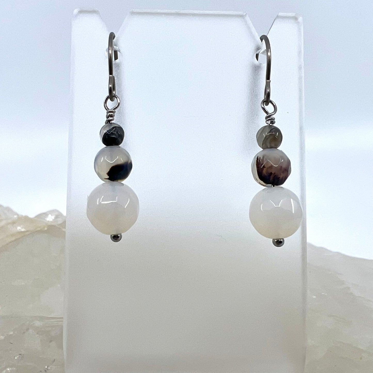 Montana Agate Drop Earrings, Faceted