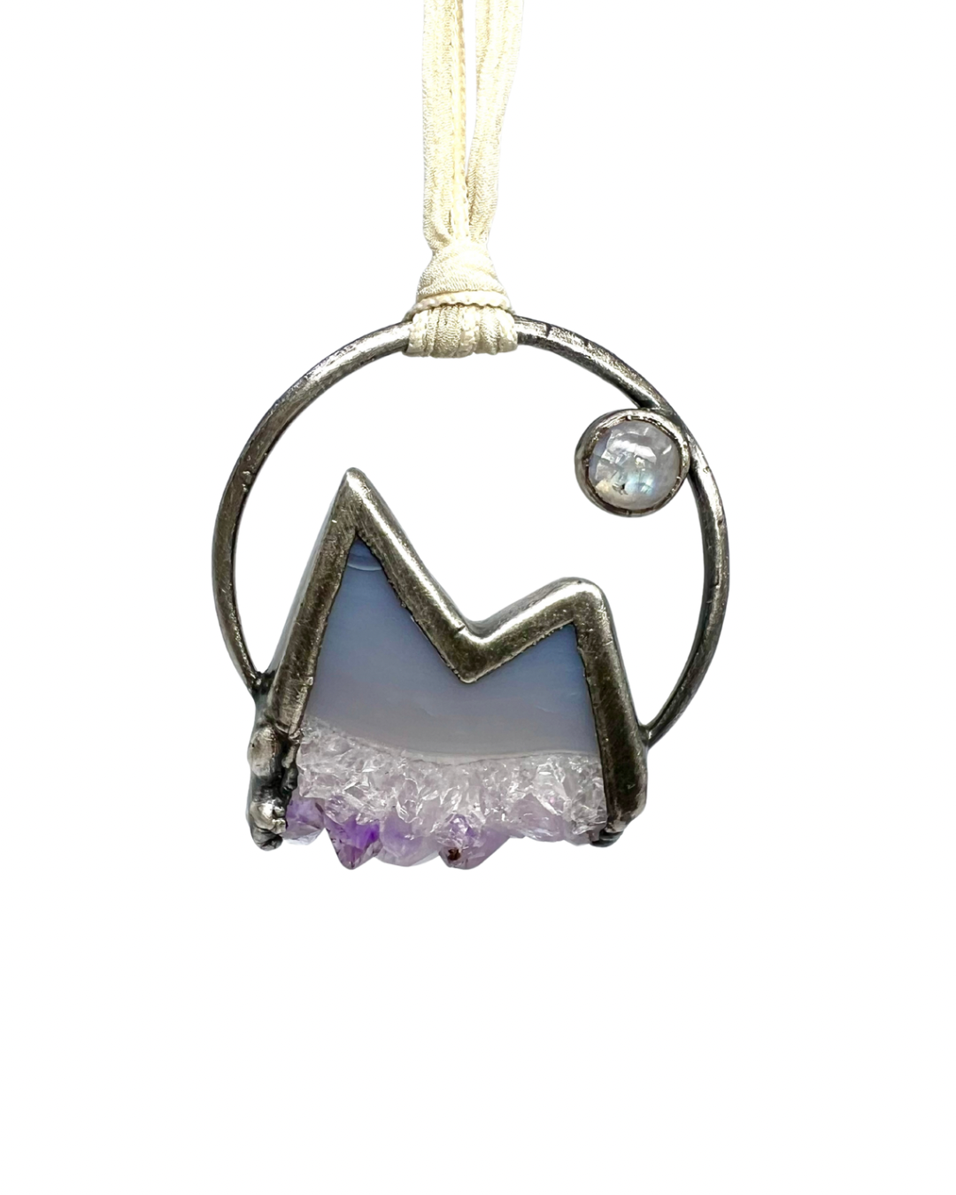 Mountains and the Moon Keepsake Ornament — Silver Electroformed