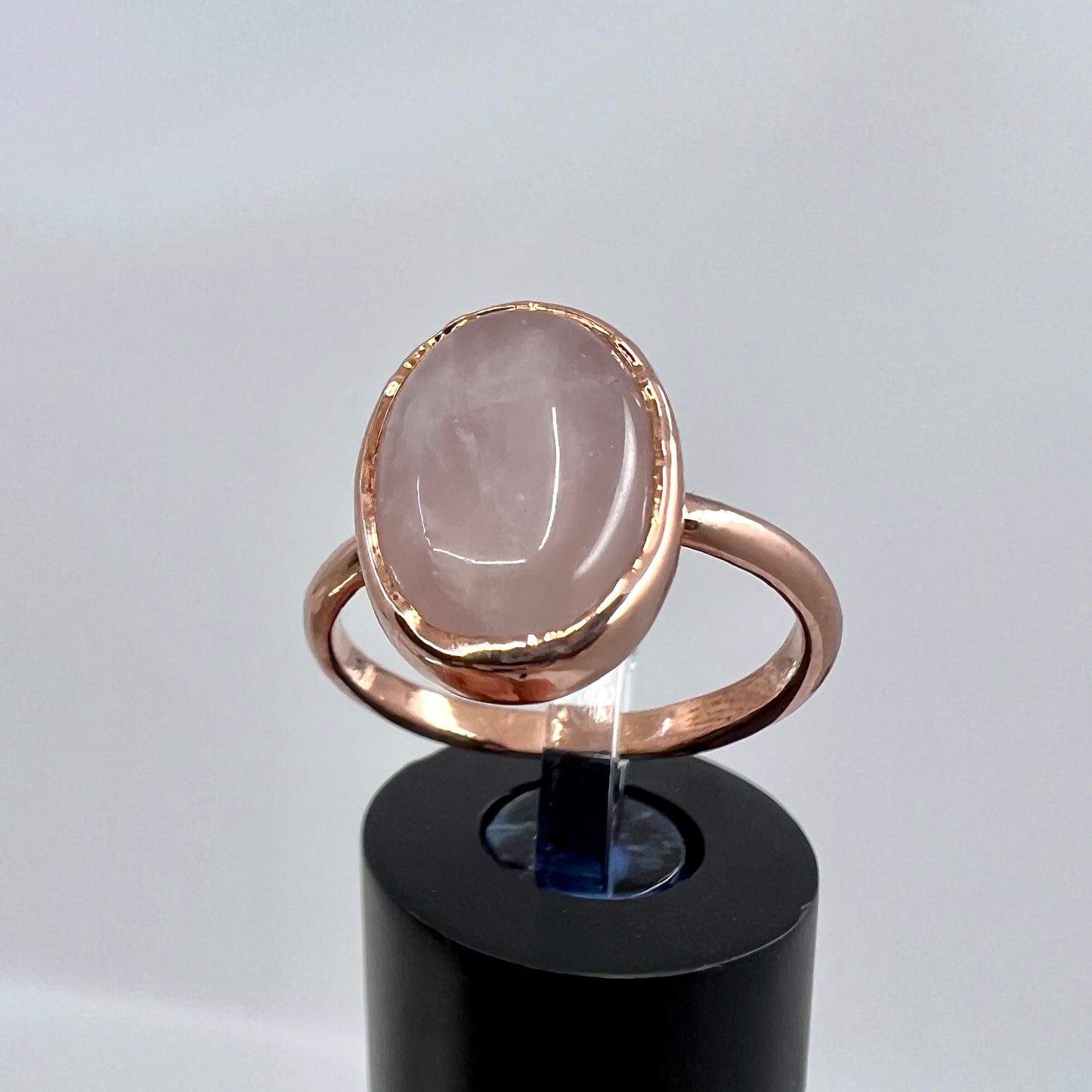 Size 8 Rose Quartz Ring - Copper Electroformed