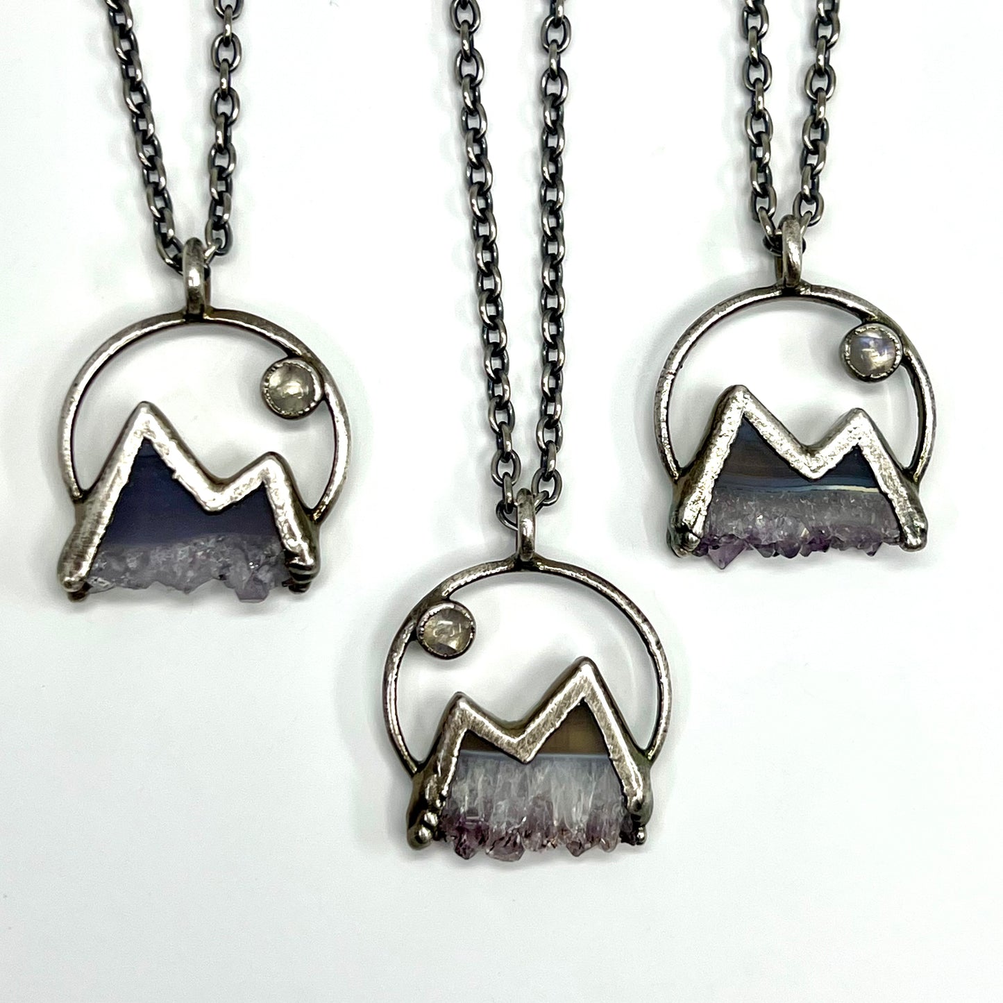 Mountains and the Moon *Silver Edition* Electroformed Necklace