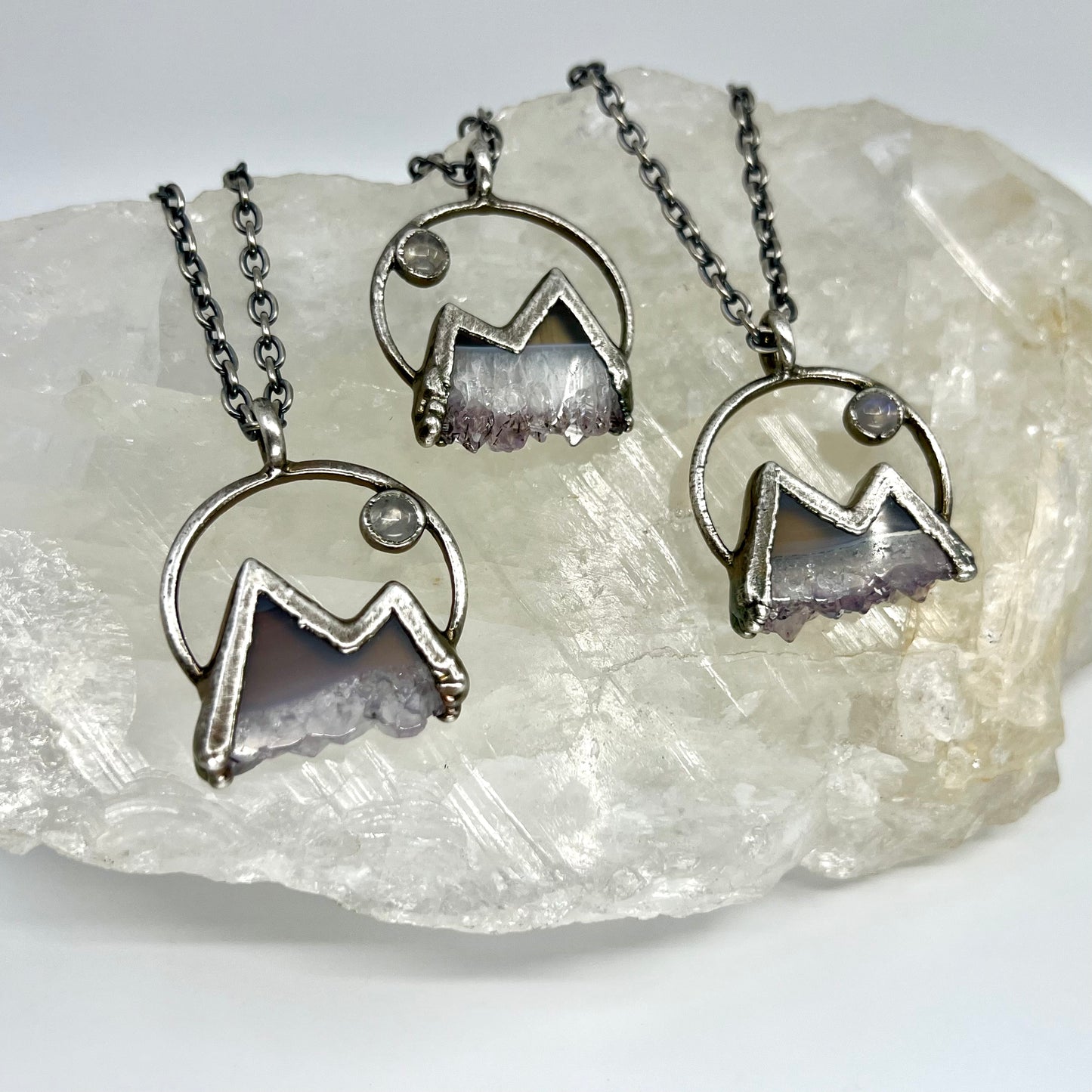 Mountains and the Moon *Silver Edition* Electroformed Necklace