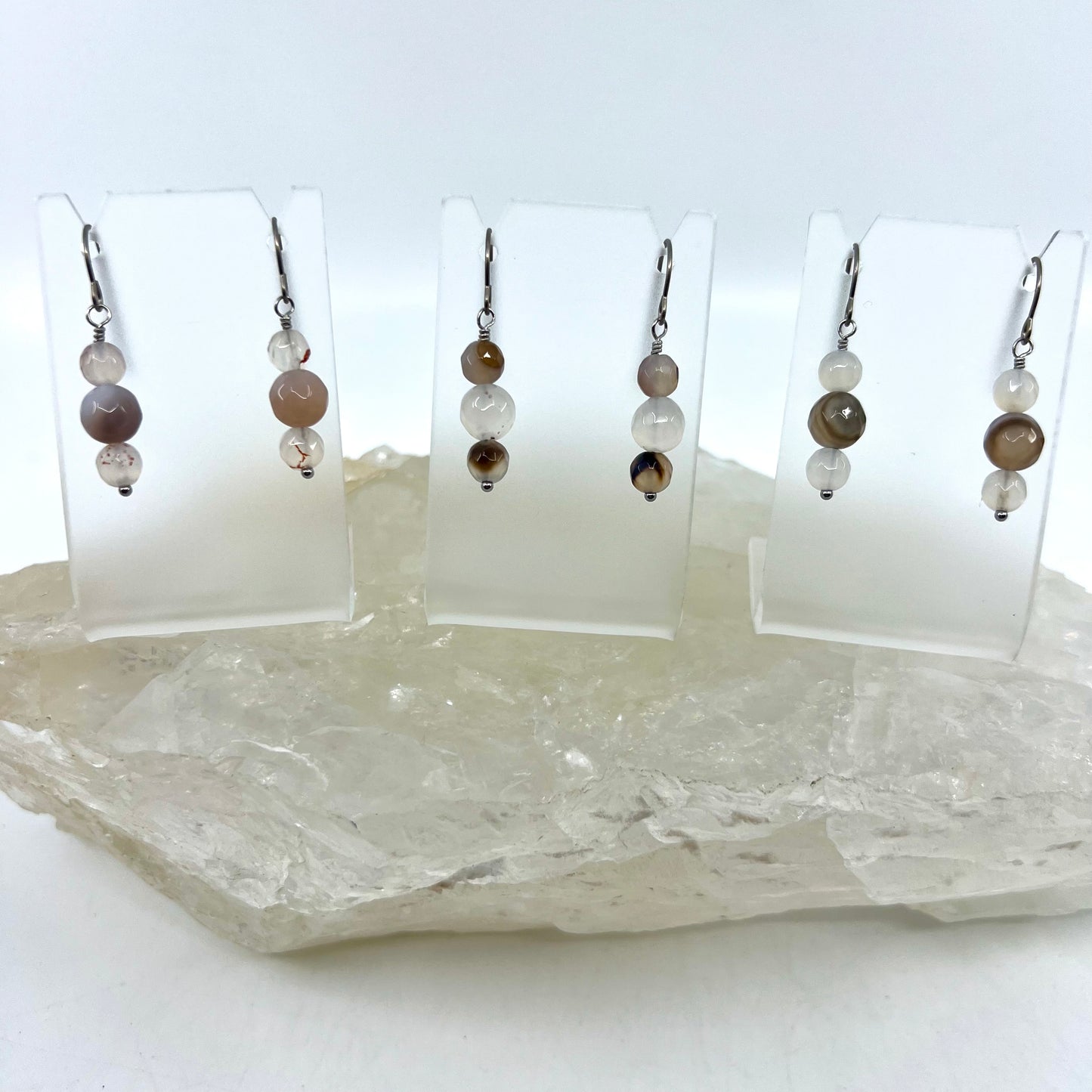 Montana Agate Drop Earrings, Faceted