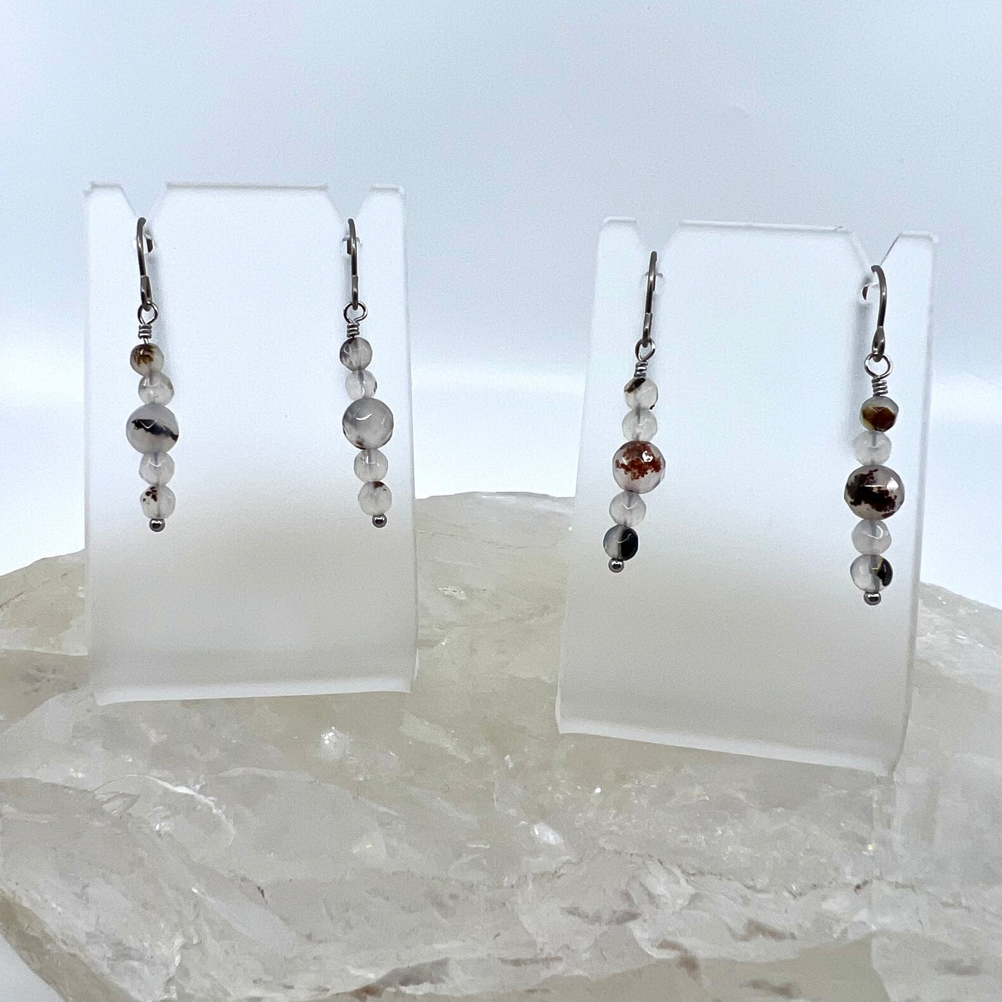 Montana Agate Drop Earrings, Faceted